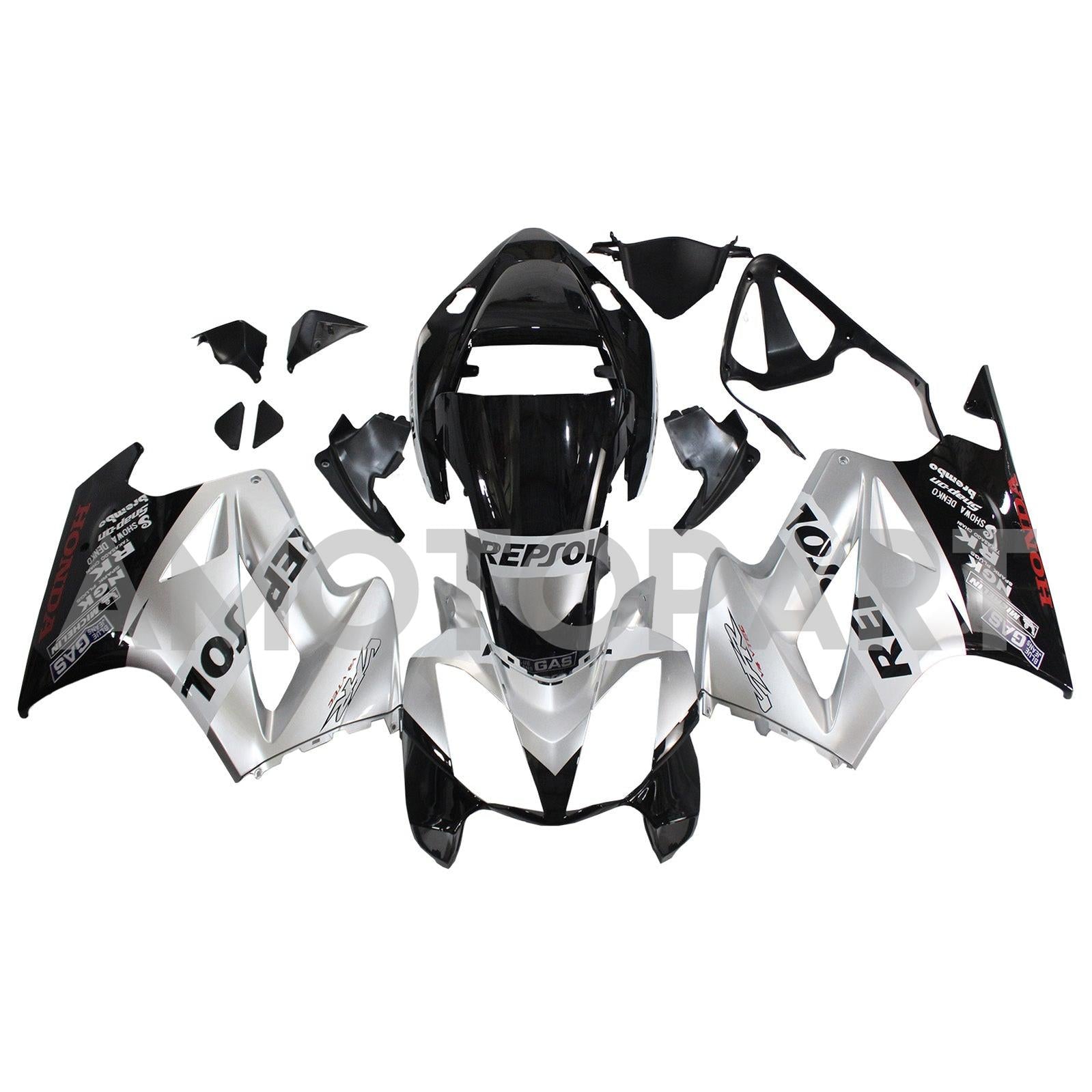 Amotopart 2002-2013 ホンダ VFR800 シルバー&ブラック フェアリングキット