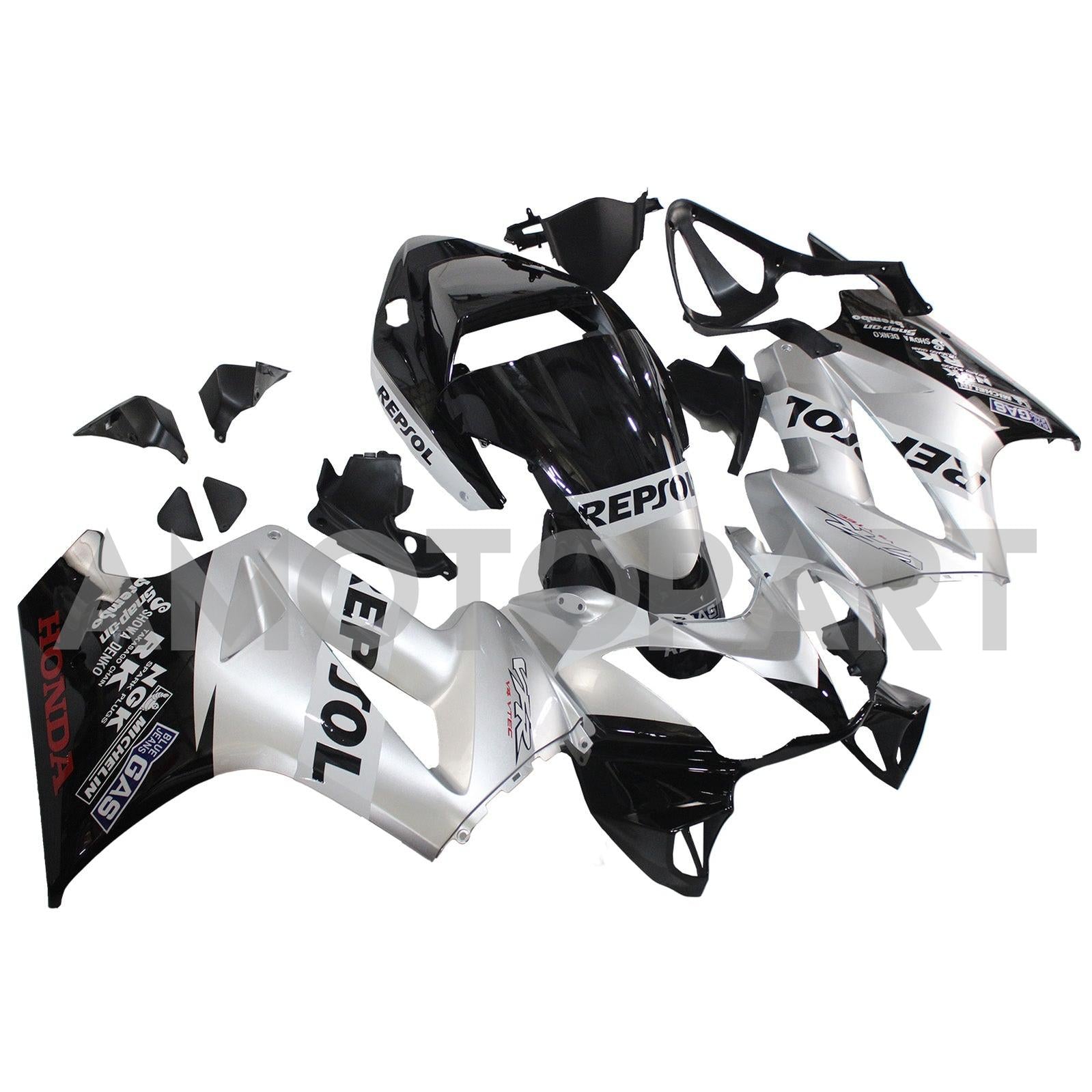 Amotopart 2002-2013 ホンダ VFR800 シルバー&ブラック フェアリングキット