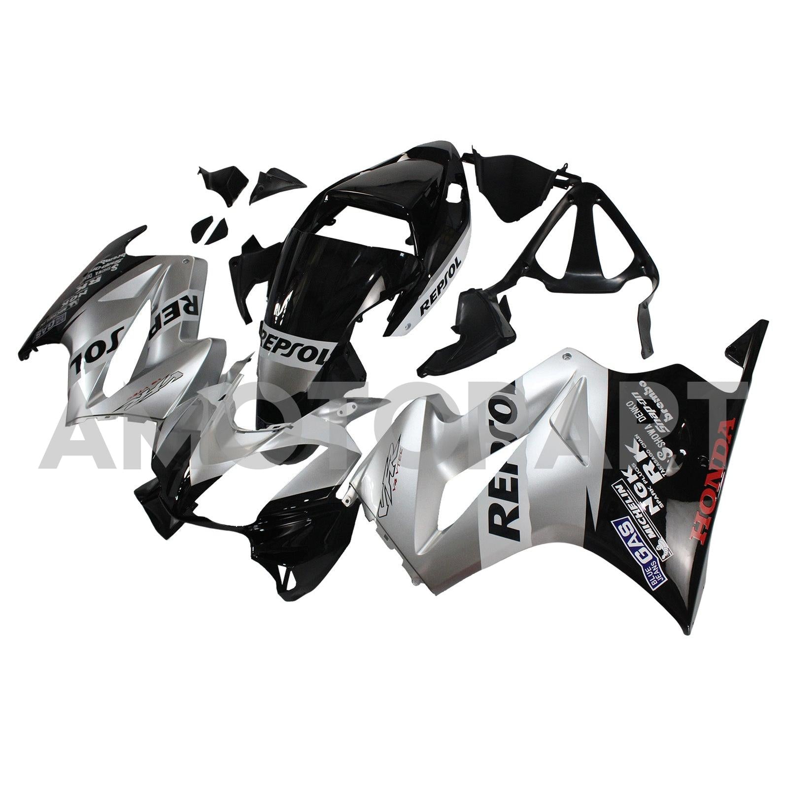 Amotopart 2002-2013 Honda VFR800 KIT de carenado plateado y negro