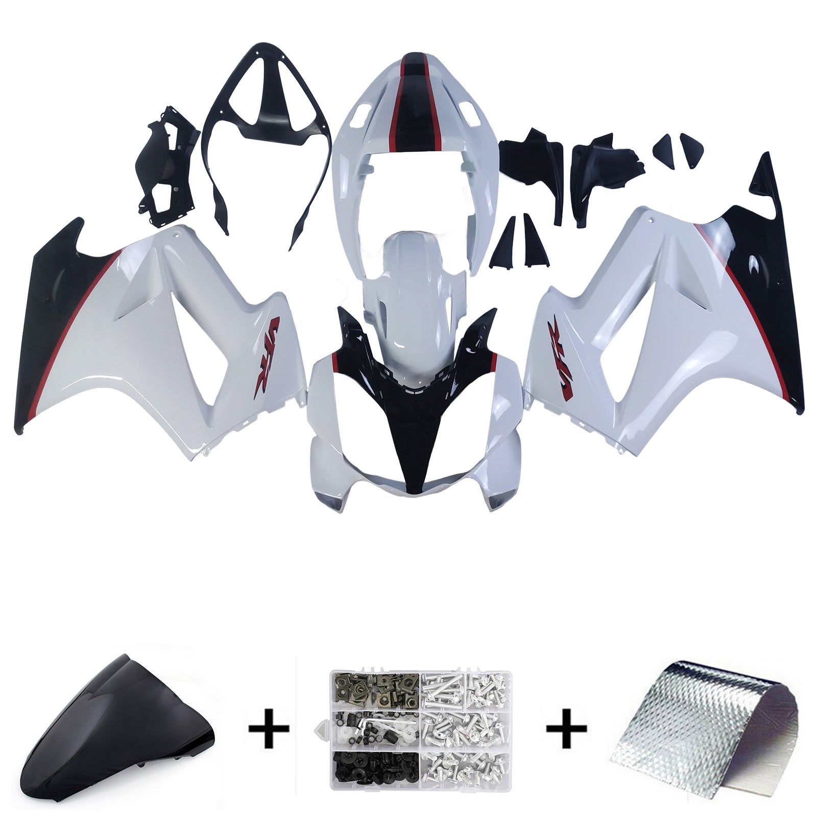 Kit carenatura Amotopart 2002-2013 Honda VFR800 bianco e nero