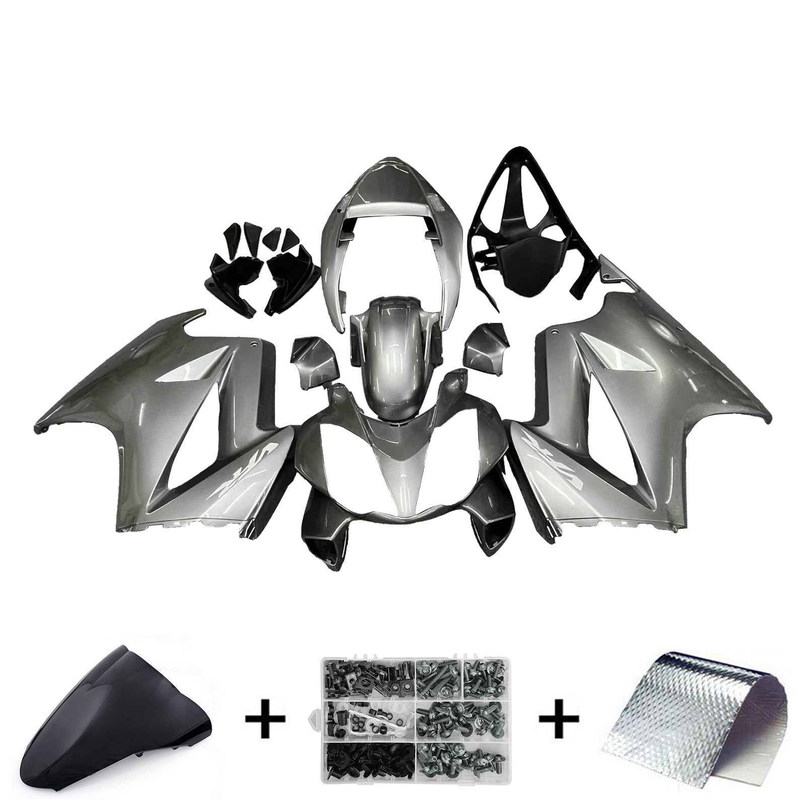 Amotopart 2002-2013 Honda VFR800 Kit de carénage gris argenté