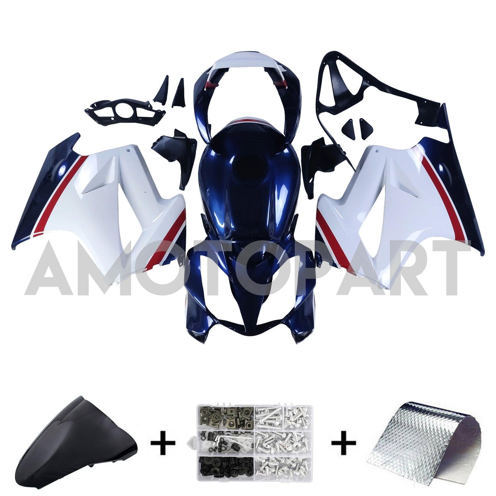 Amotopart 2002-2012 Honda VFR800 Blue&White Style1 Fairing Kit