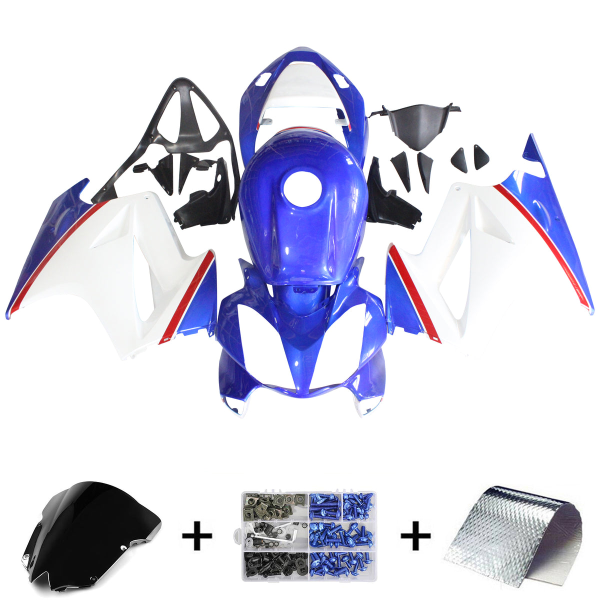 Kit carena Amotopart 2002-2013 Honda VFR800 blu e bianco Style3