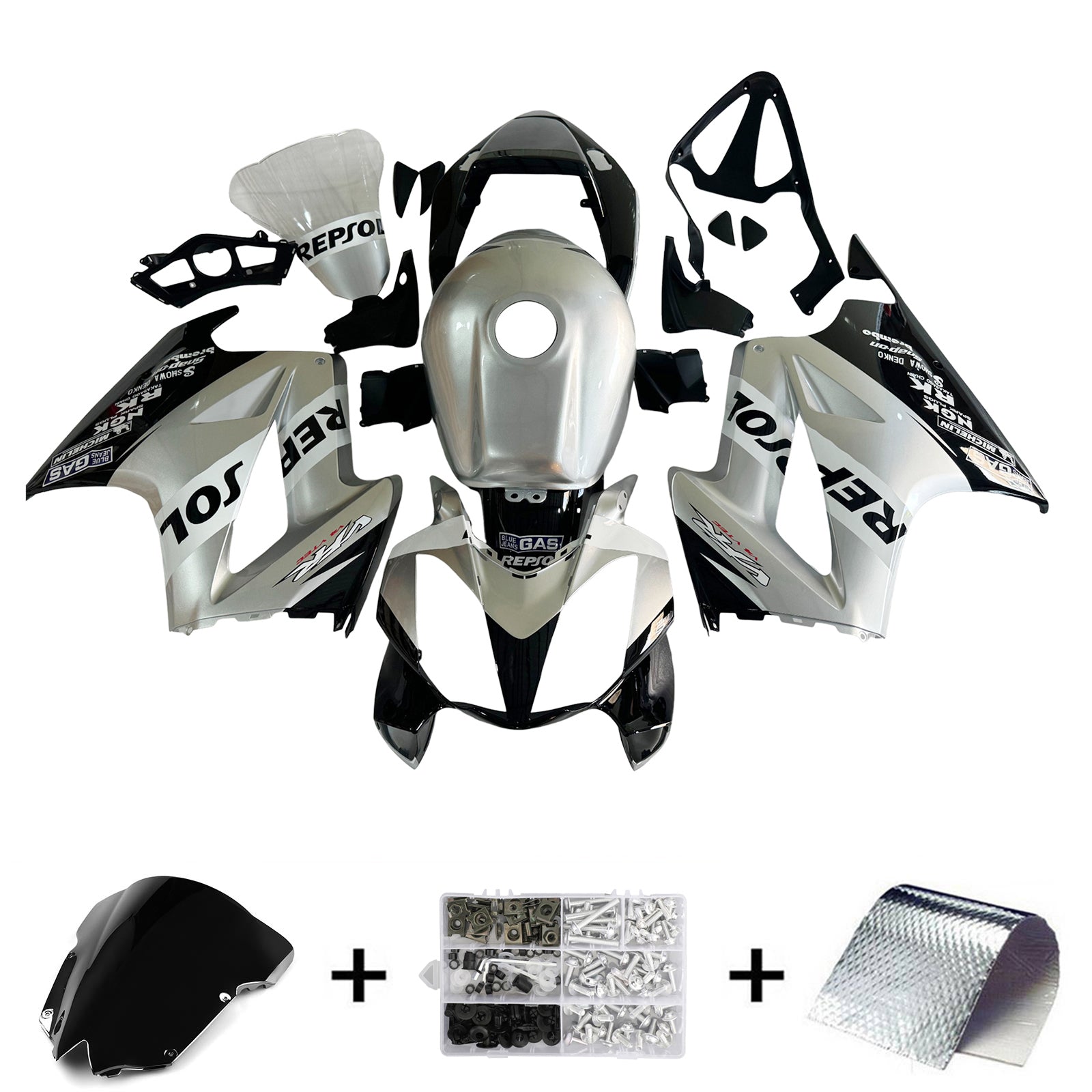 Amotopart 2002-2013 Honda VFR800 Kit de carenado gris y negro