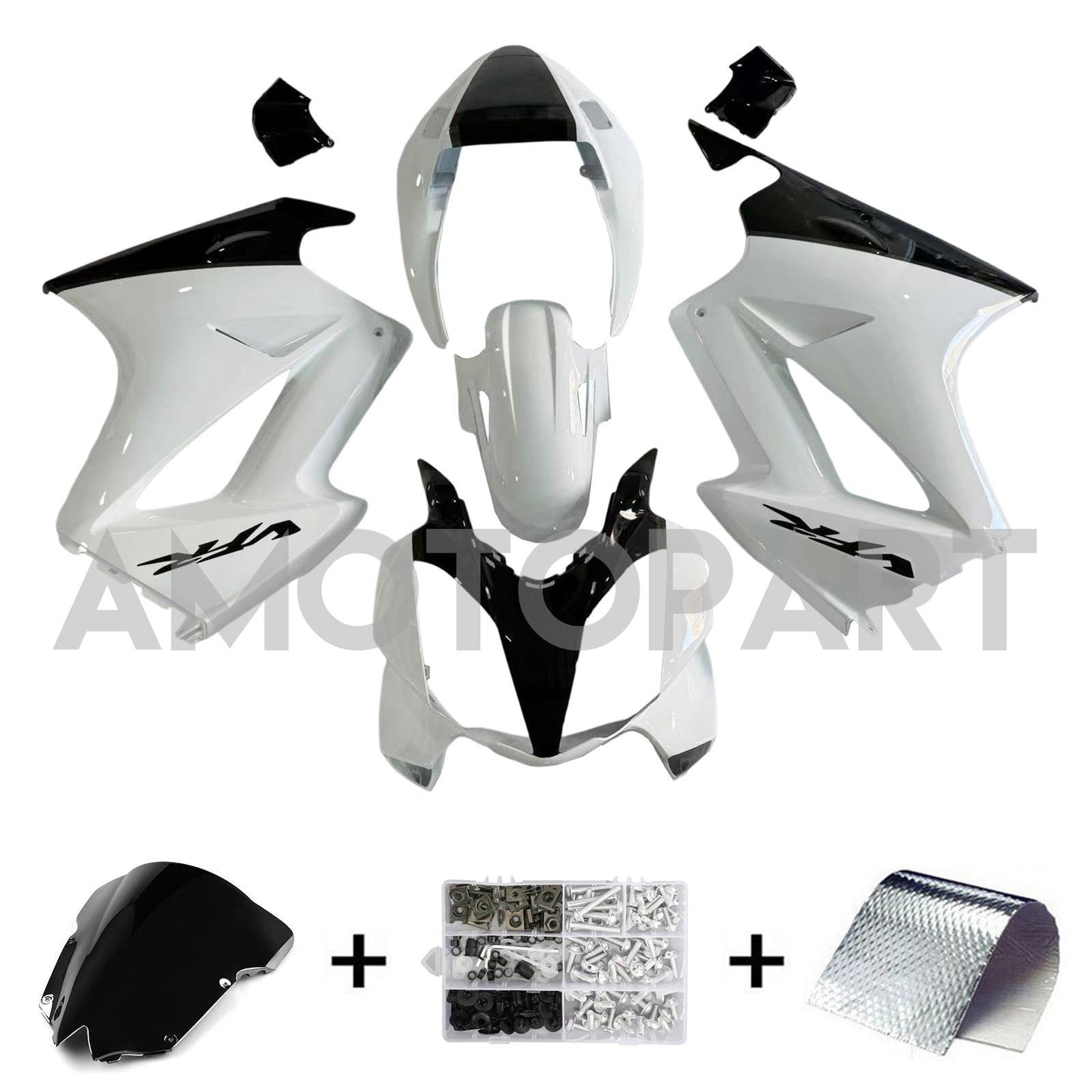 Amotopart 2002-2012 Honda VFR800 White&Black Fairing Kit