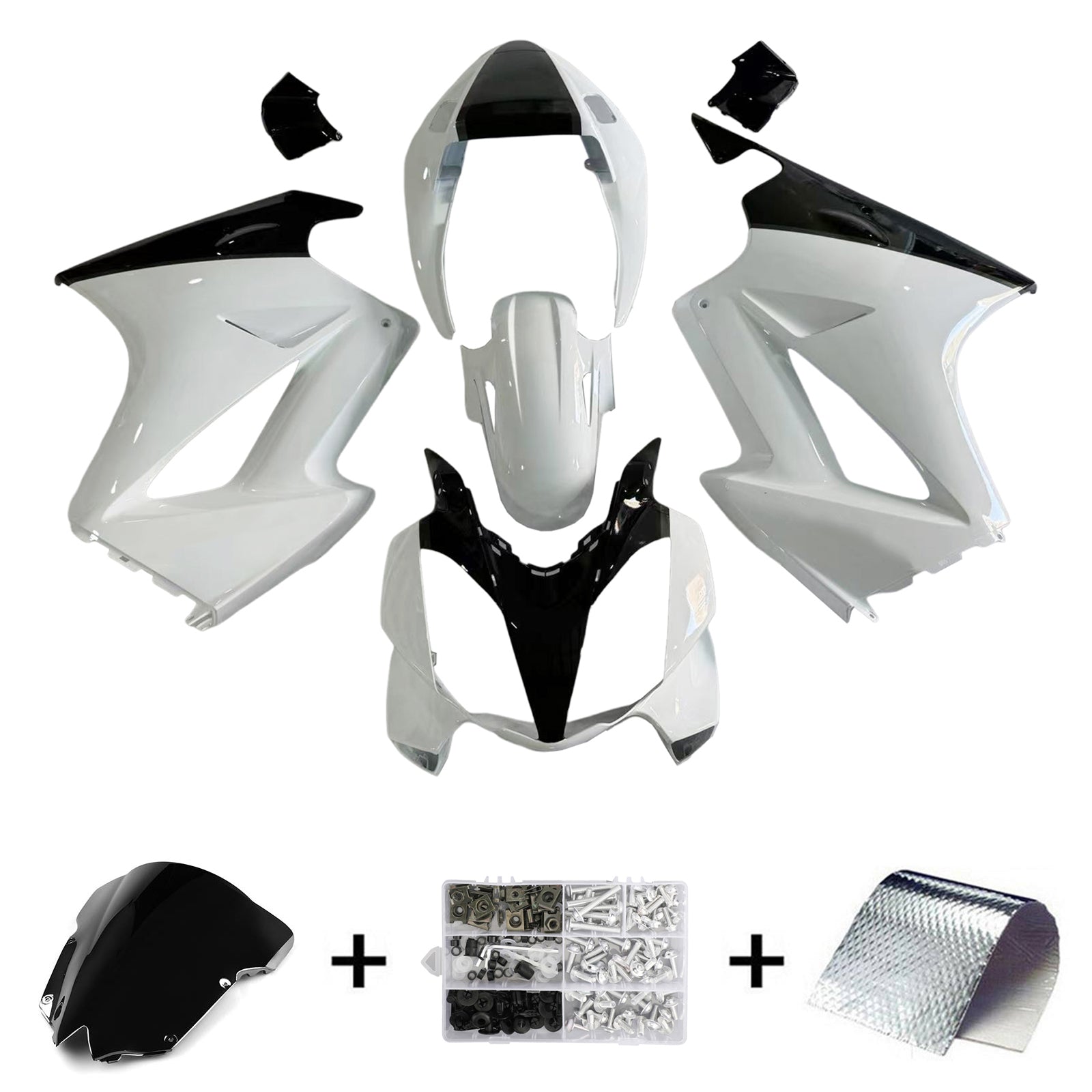 Amotopart 2002-2012 Honda VFR800 White&Black Fairing Kit