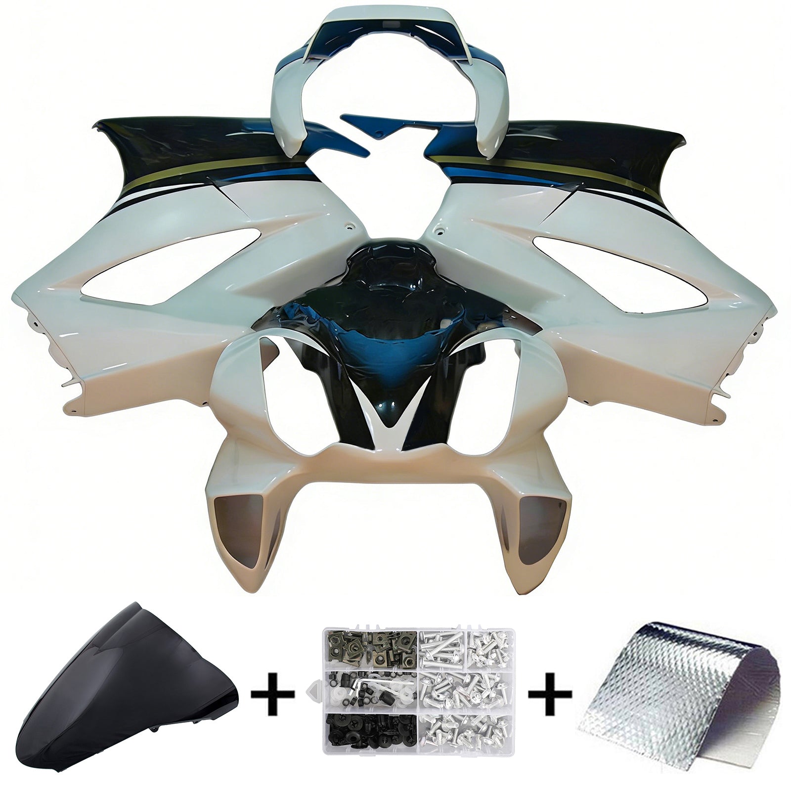 Amotopart 2002-2012 Honda VFR800 White Black Fairing Kit