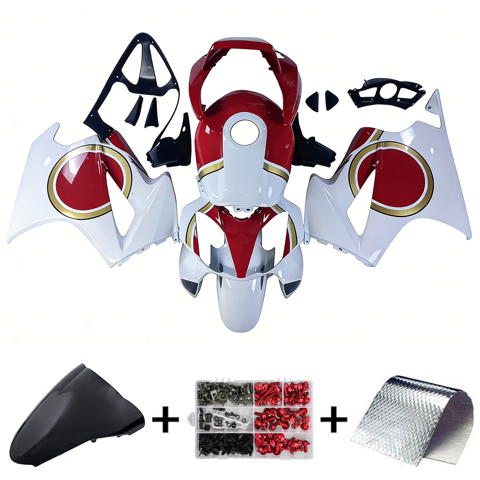 Amotopart 2002-2013 ホンダ VFR800 ホワイト レッド フェアリングキット