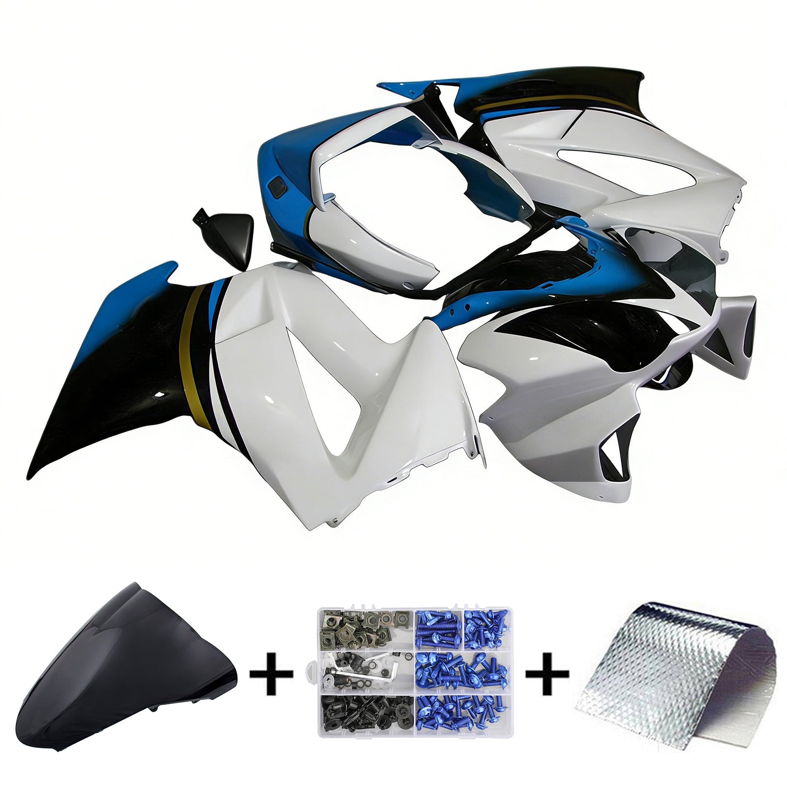 Amotopart 2002-2012 Honda VFR800 White Black Blue Fairing Kit