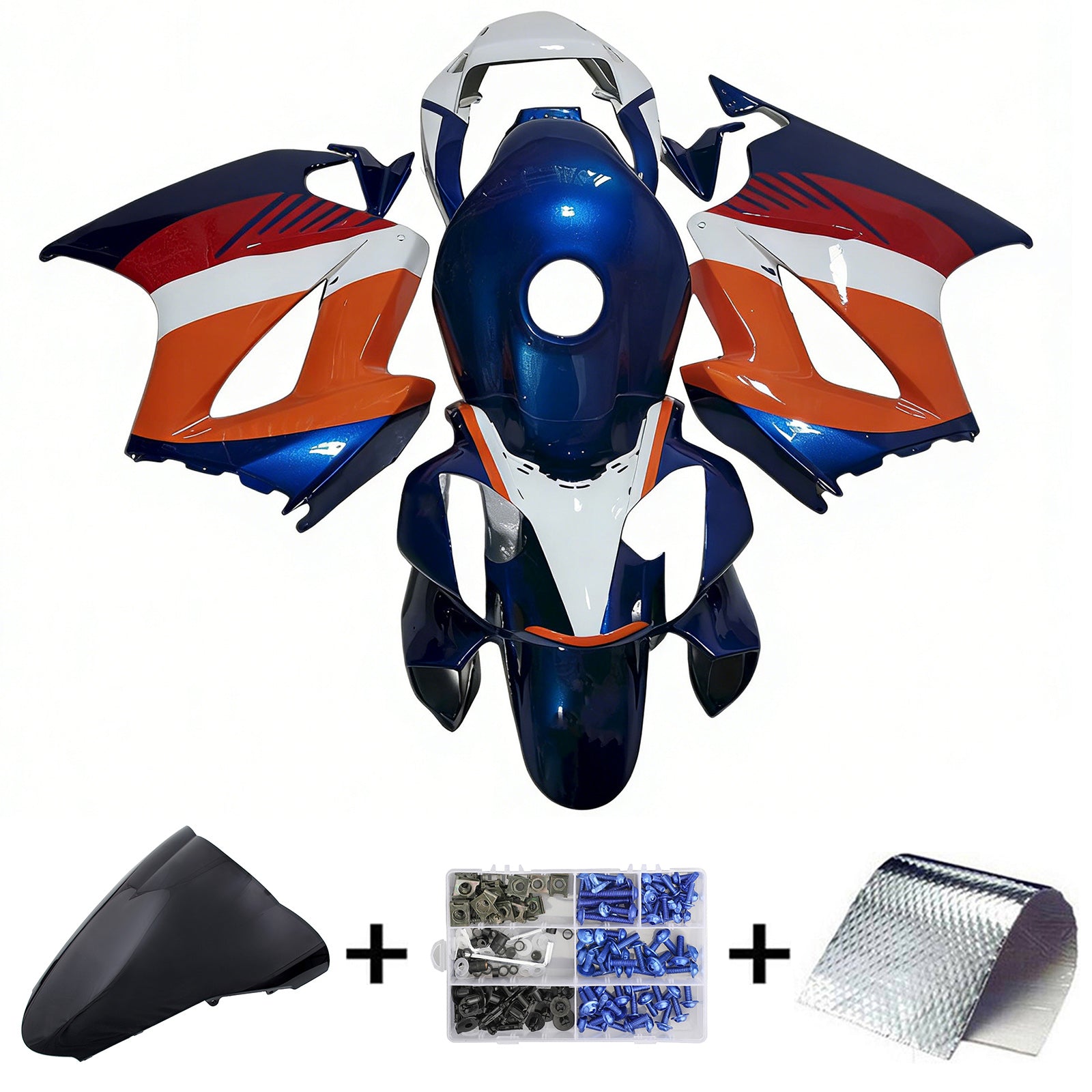 Amotopart 2002-2013 Honda VFR800Kit de carenado azul naranja
