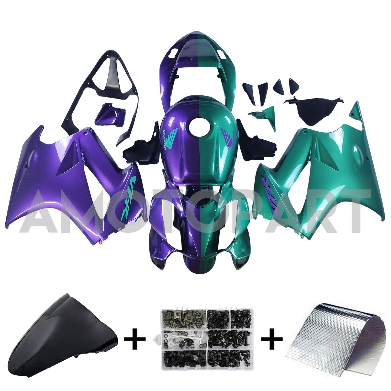 Amotopart 2002-2012 Honda VFR800Purple Blue-green Fairing Kit