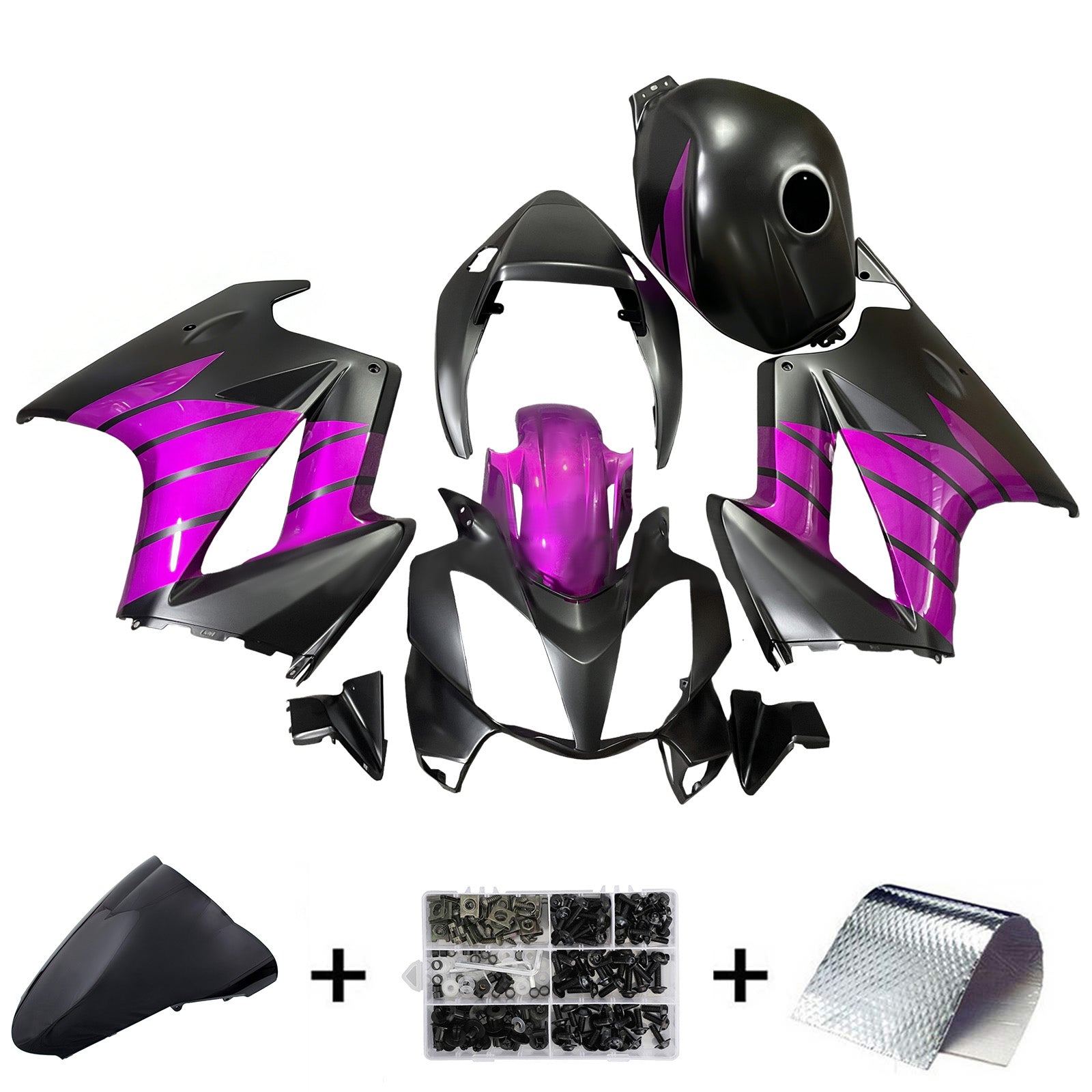 Amotopart 2002-2012 Honda VFR800 Purple Black Fairing Kit