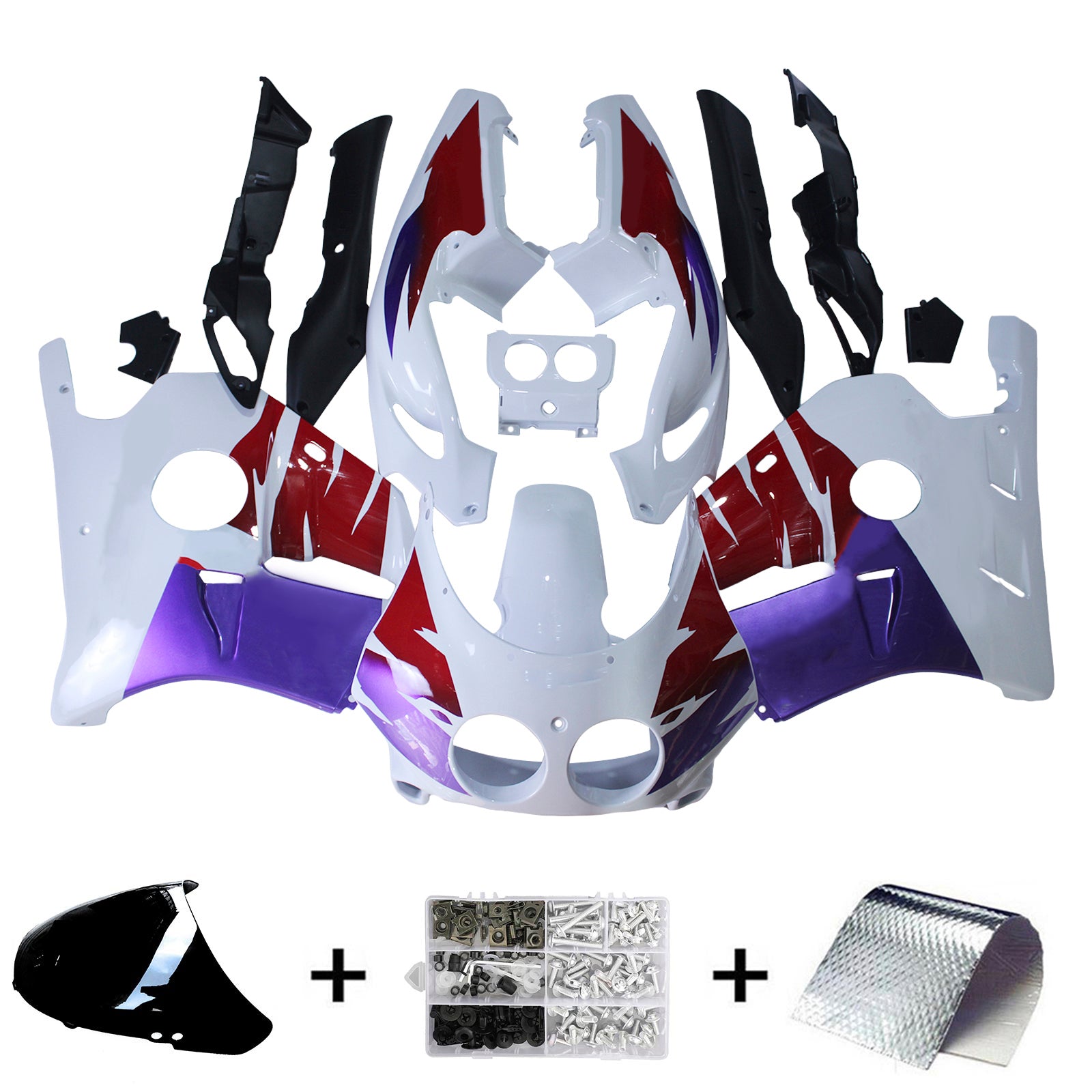 Amotopart 1990-1998 Honda CBR250RR MC22 Fairing White with Blue Kit