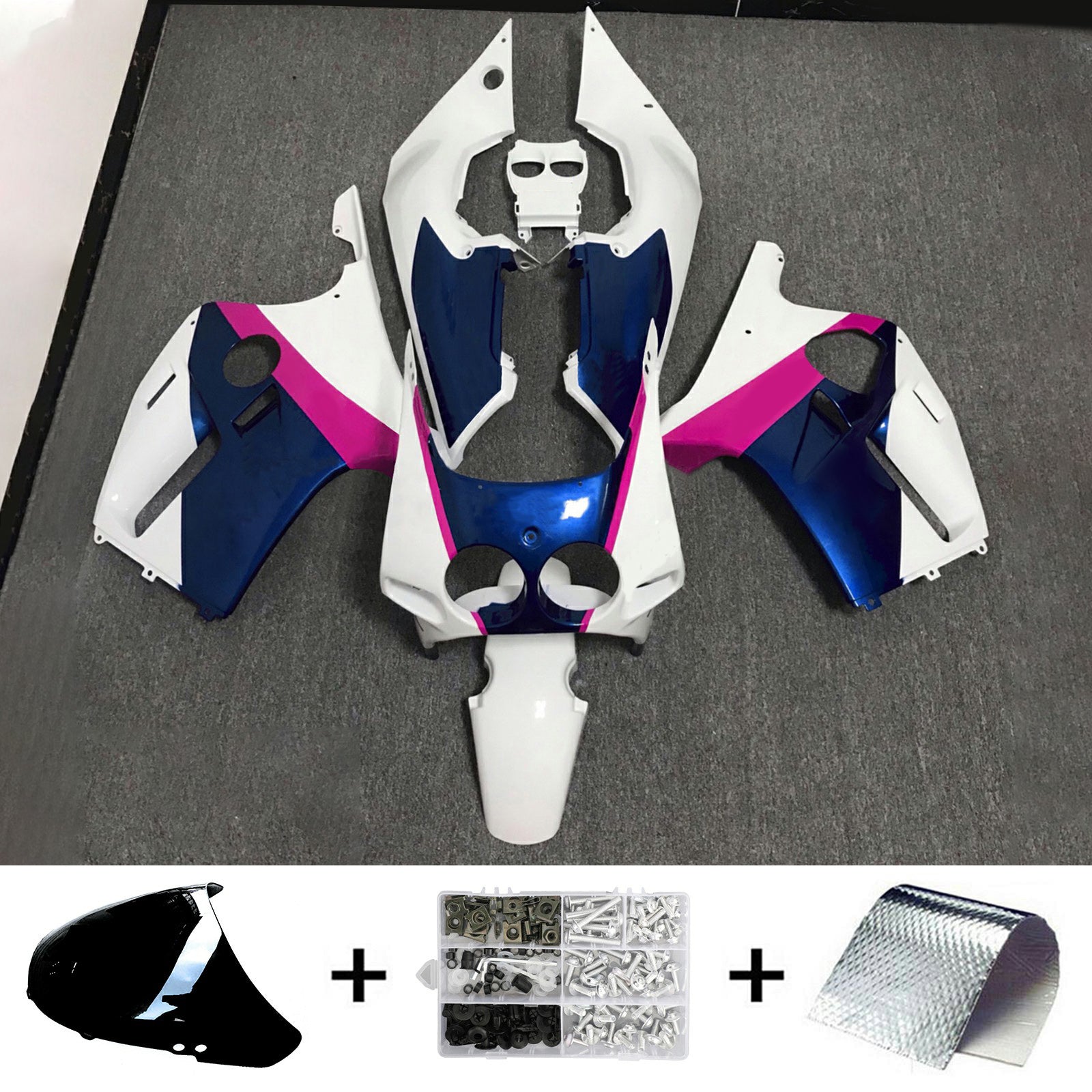 Amotopart 1990-1998 CBR250RR MC22 Honda Pink & Blue Fairing Kit