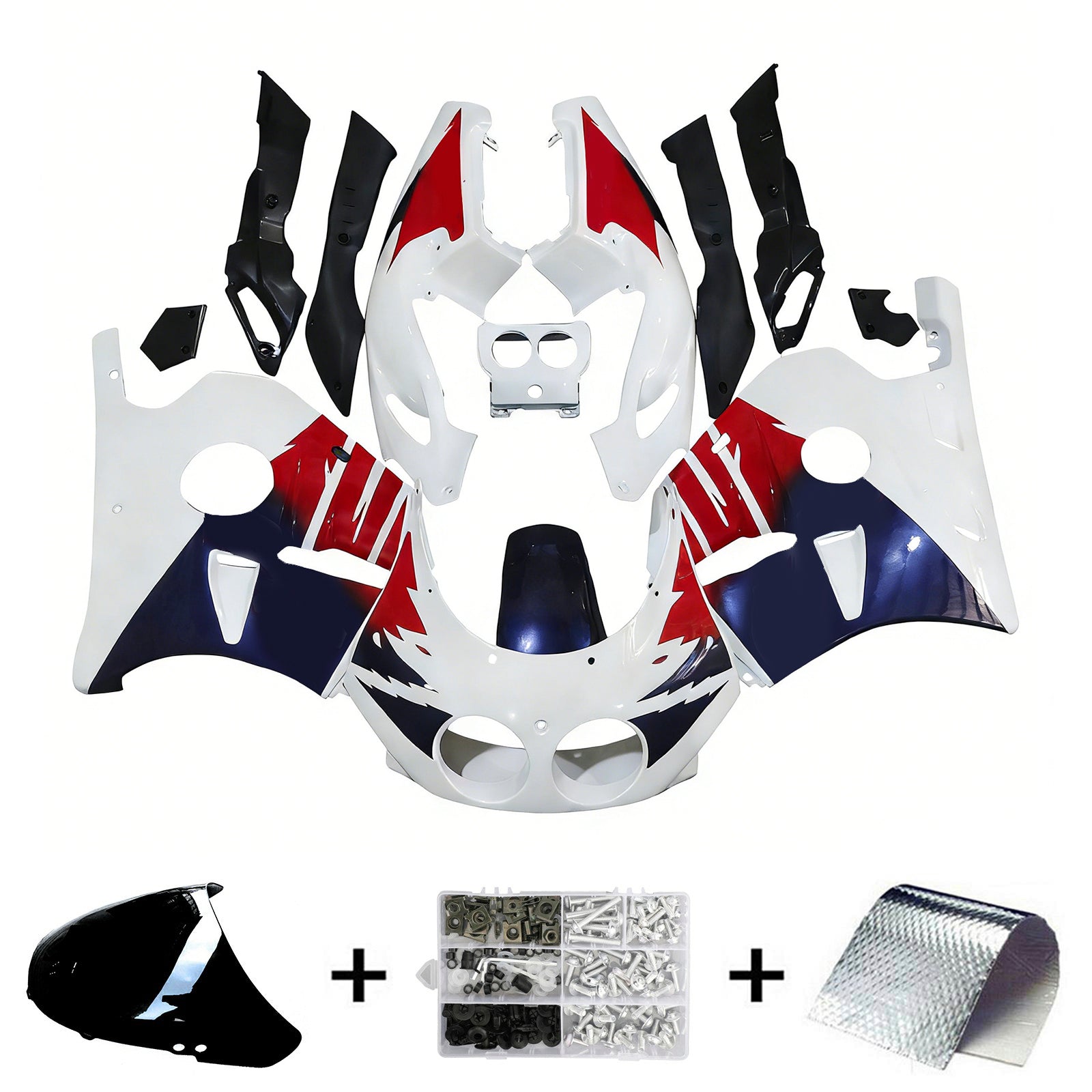 Amotopart 1990-1998 CBR250RR MC22 Honda Rojo y Azul Style2 Kit de carenado