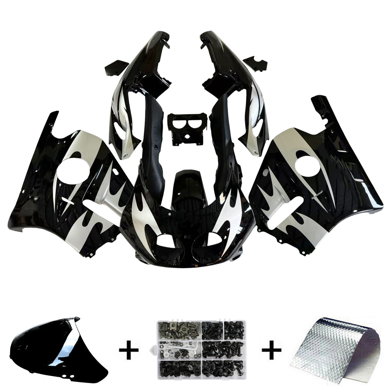 Amotopart 1990-1998 CBR250RR MC22 Honda Matte Black&Grey Fairing Kit