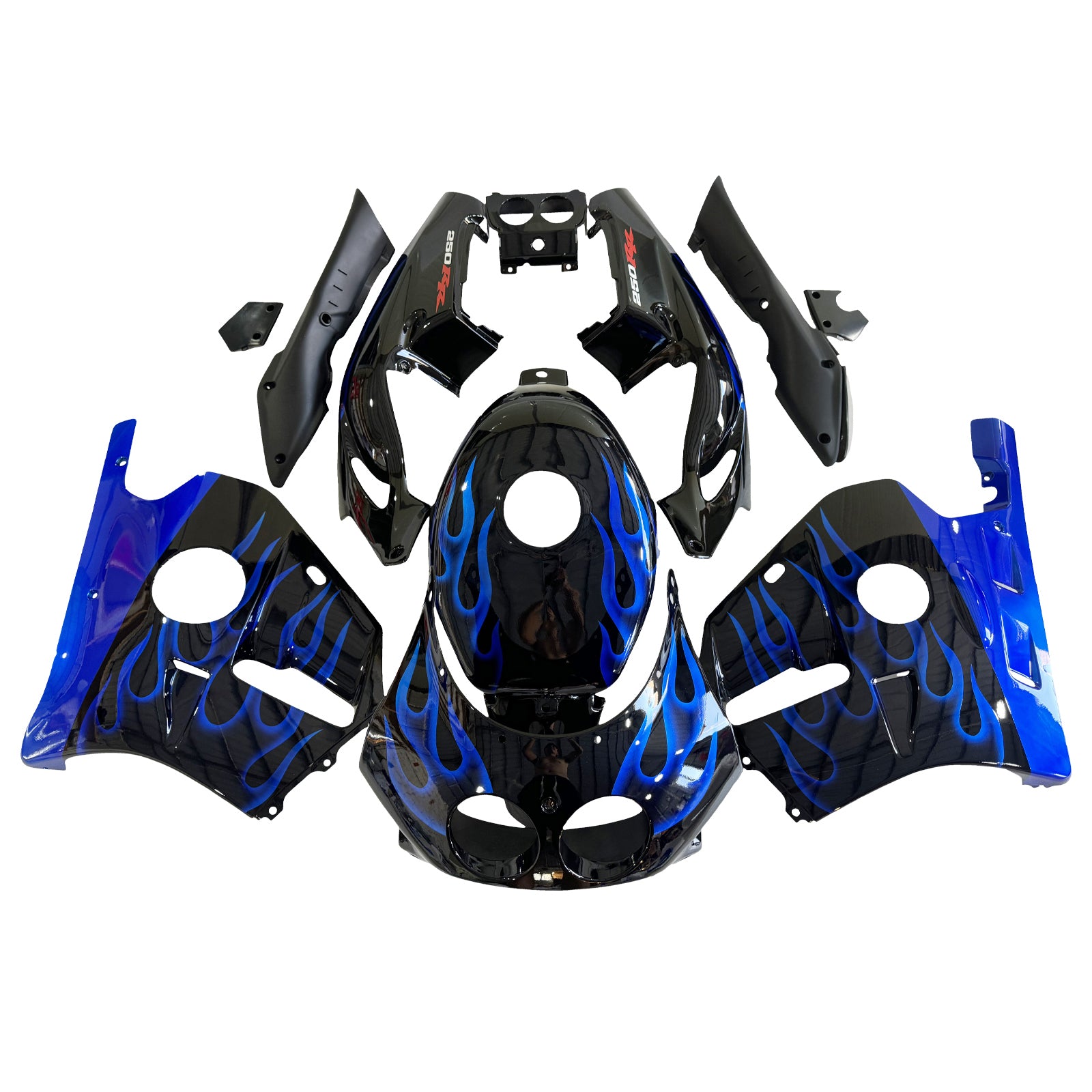 Amotopart 1990-1998 Honda CBR250RR MC22 Black Blue  Fairing Kit