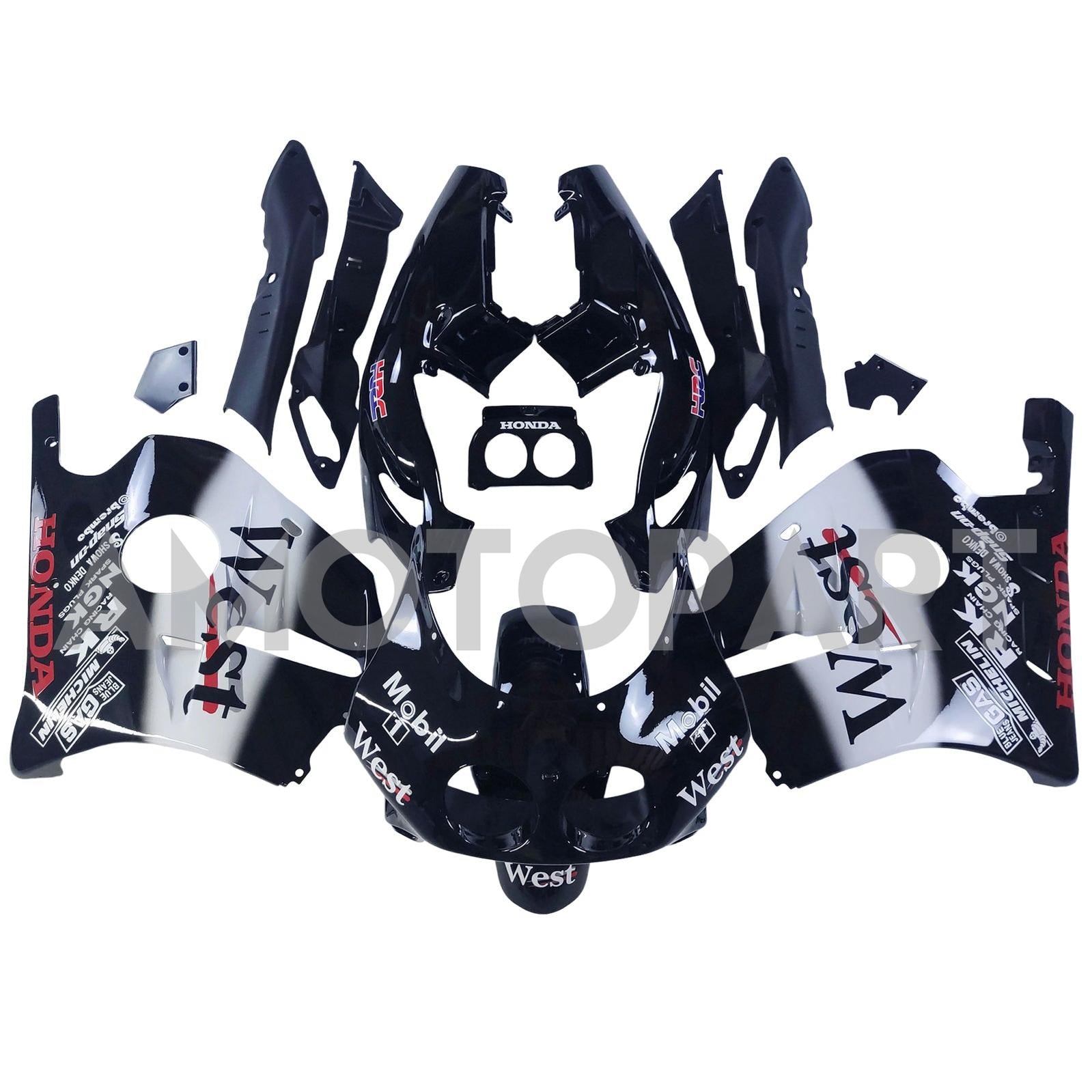Amotopart 1990-1998 Honda CBR250RR MC22 Black White Fairing Kit