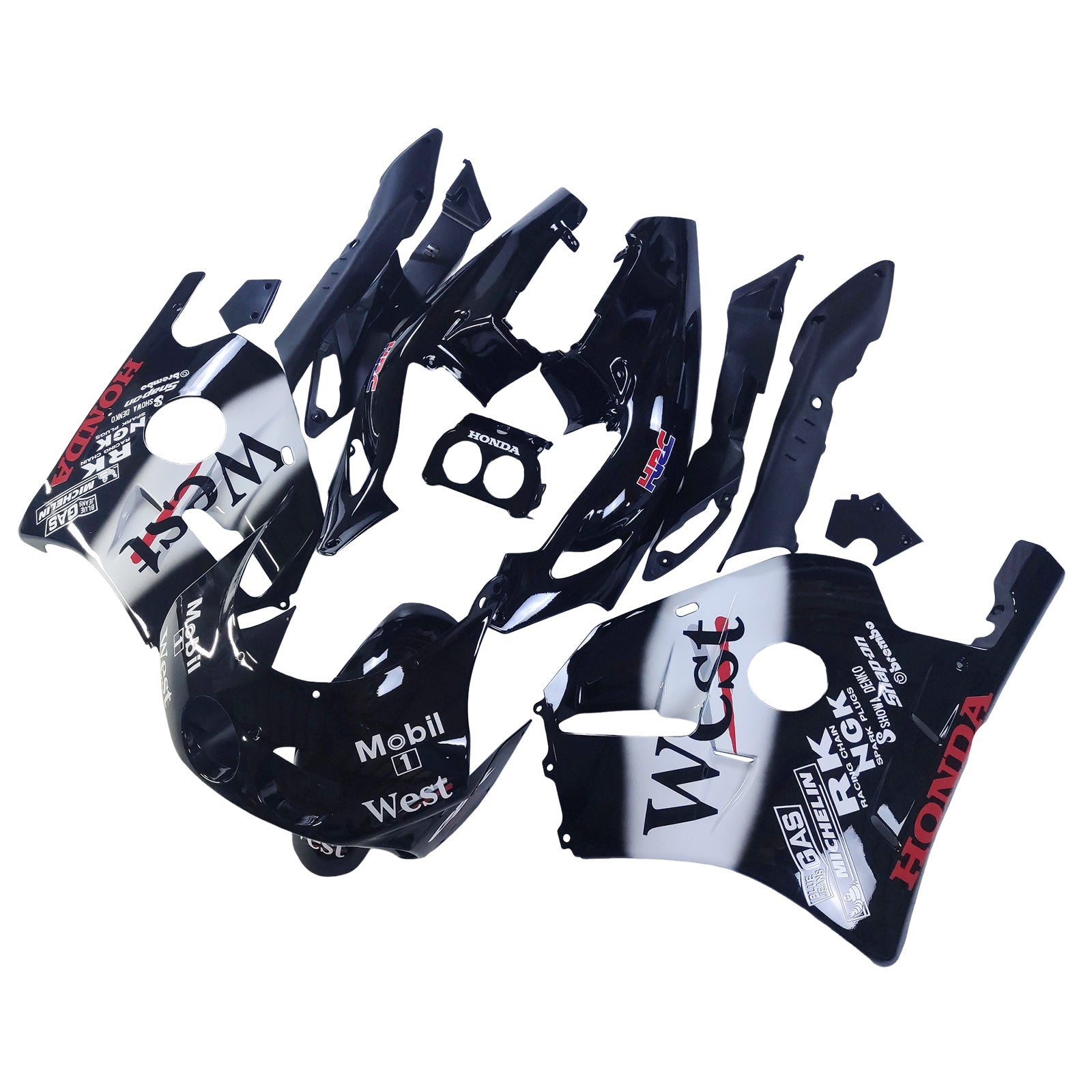 Amotopart 1990-1998 Honda CBR250RR MC22 Black White Fairing Kit