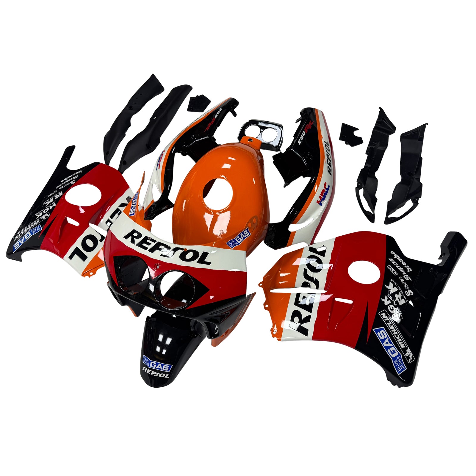 Amotopart 1990-1998 Honda CBR250RR MC22 Black Orange Red Fairing Kit