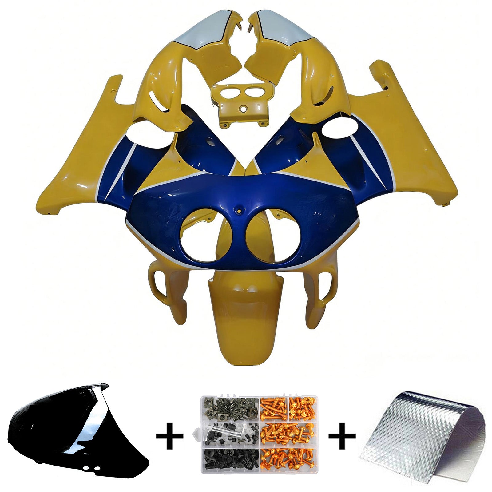 Amotopart 1990-1998 Honda CBR250RR MC22 Yellow Blue Fairing Kit