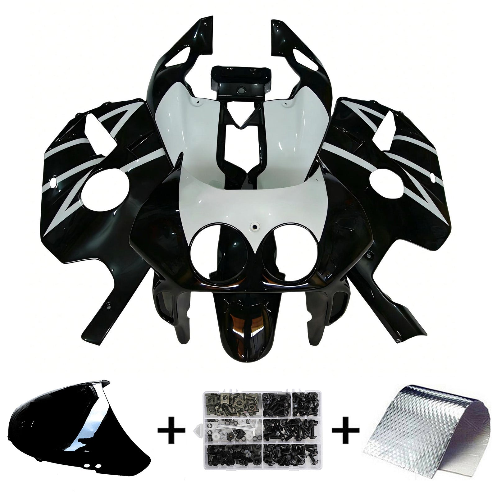 Amotopart 1990-1998 Honda CBR250RR MC22 Black White Fairing Kit