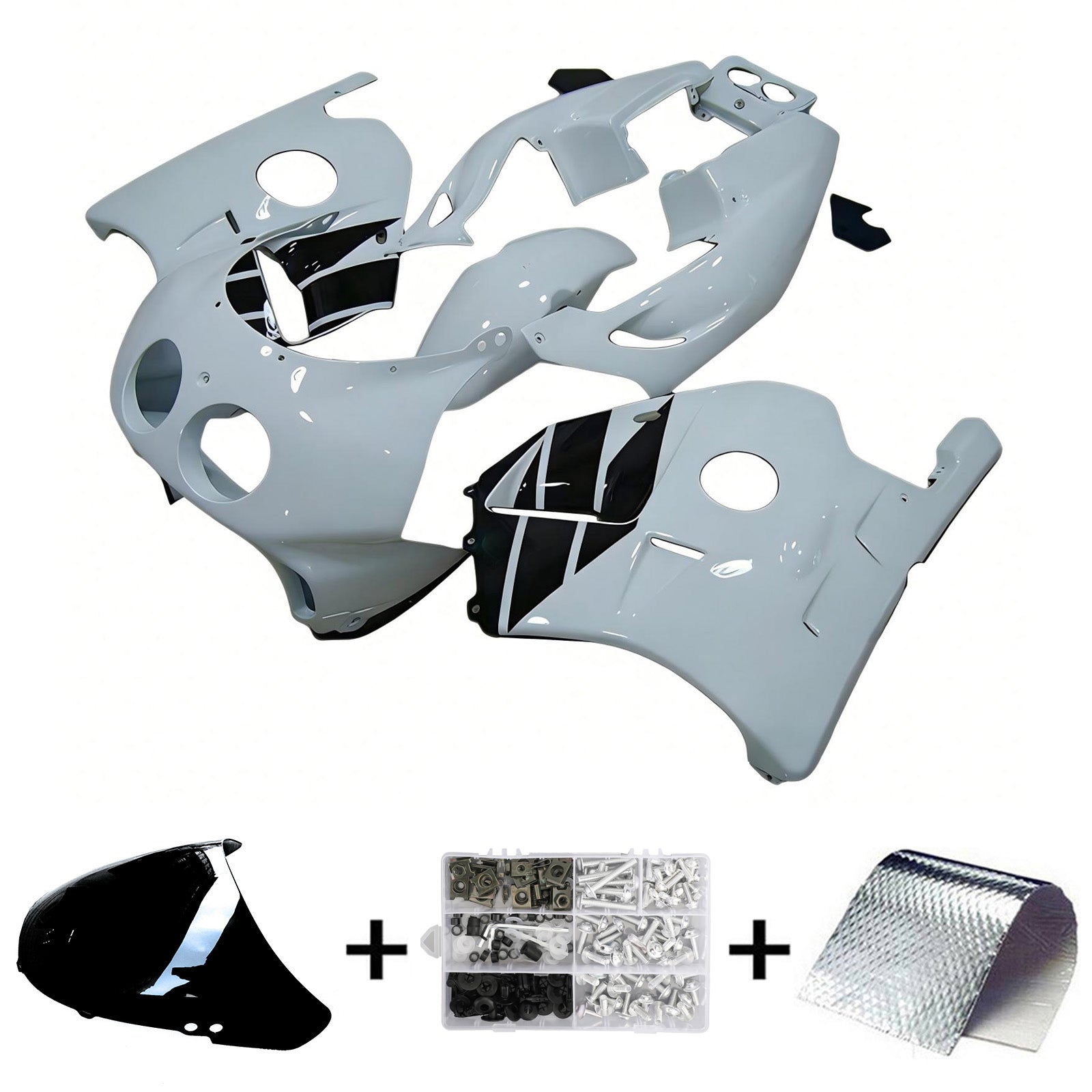 Amotopart 1990-1998 Honda CBR250RR MC22 White Black Fairing Kit
