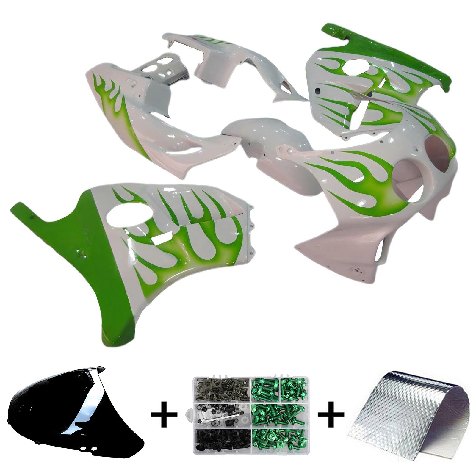 Amotopart 1990-1998 Honda CBR250RR MC22 White Green Fairing Kit