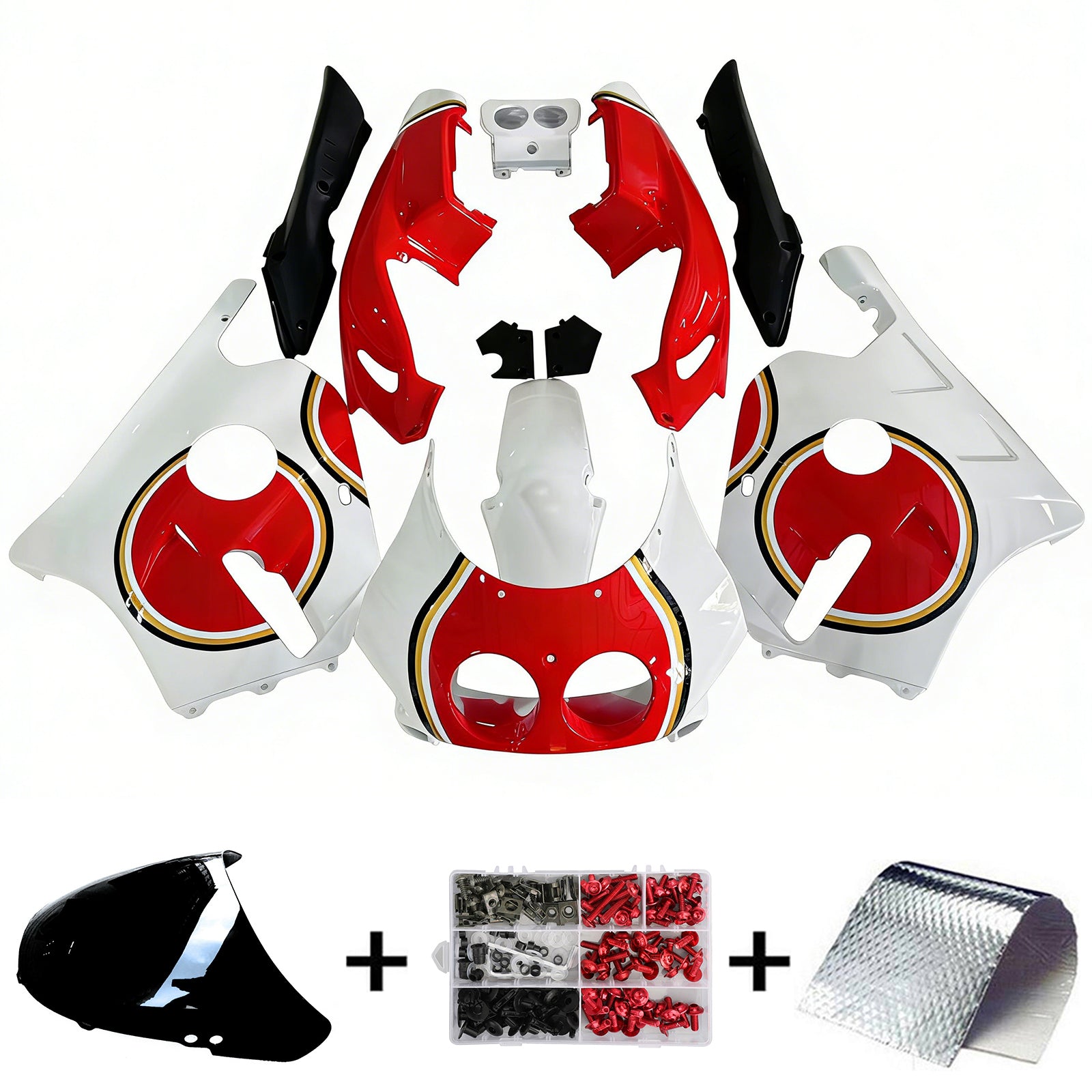 Amotopart 1990-1998 Honda CBR250RR MC22 White Red Fairing Kit
