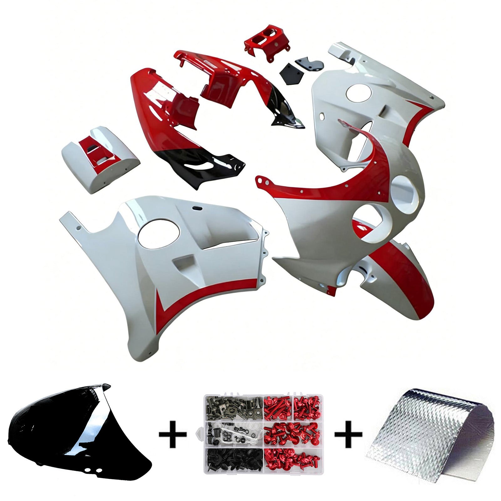 Amotopart 1990-1998 Honda CBR250RR MC22 White Red Fairing Kit