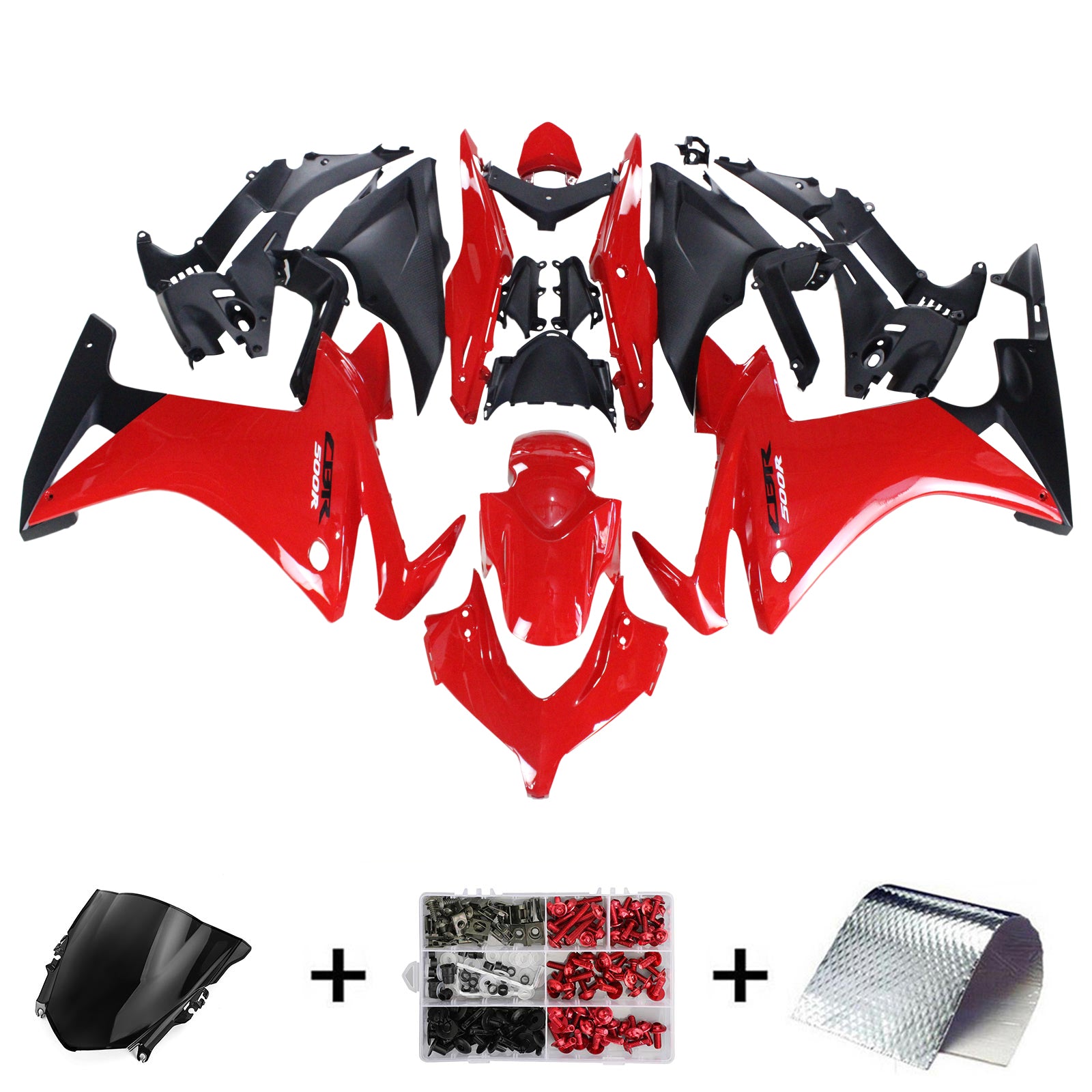 Amotopart Kit de carénage rouge Honda CBR500R 2013-2015