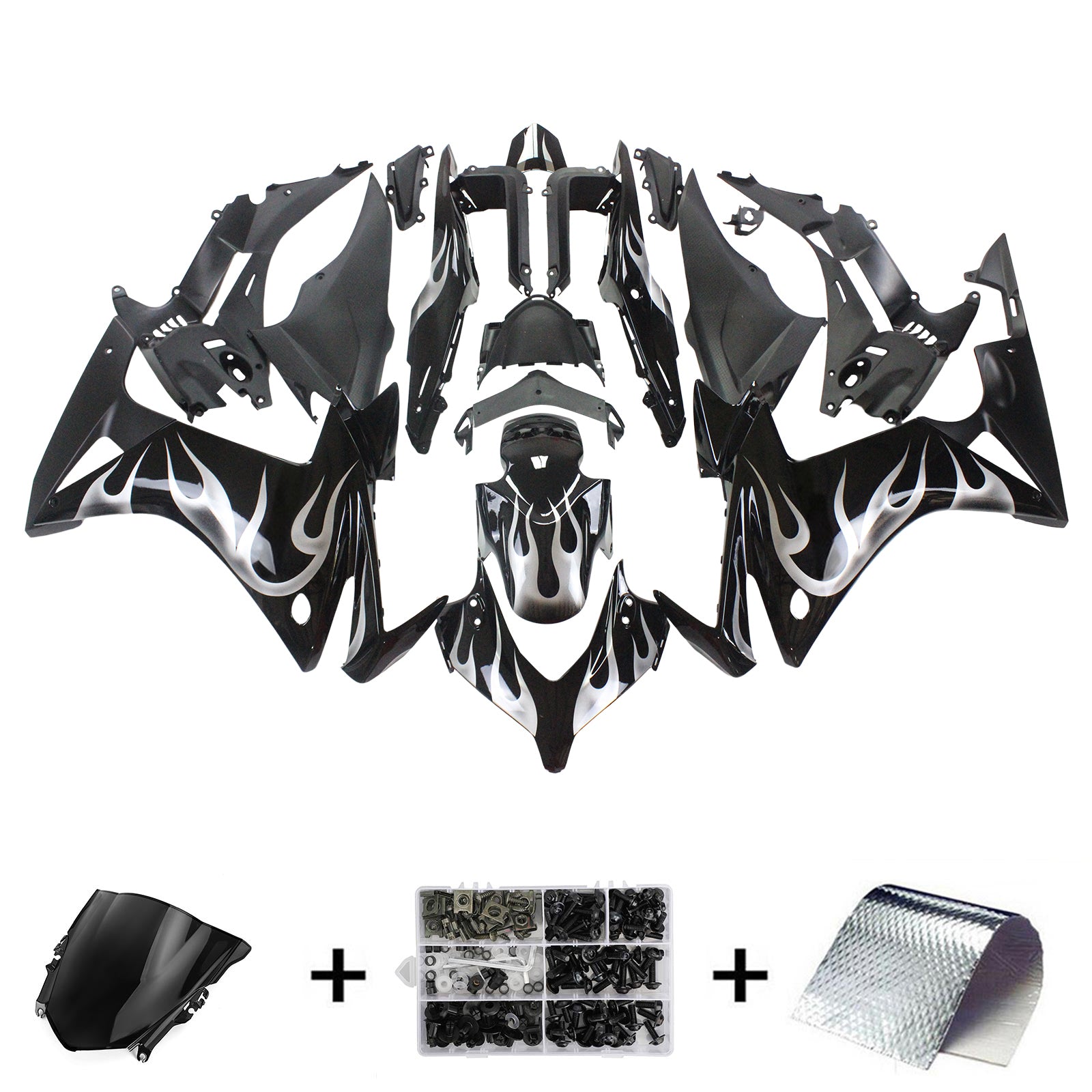 Amotopart 2013-2015 Honda CBR500R Fairing Black&Fire Kit