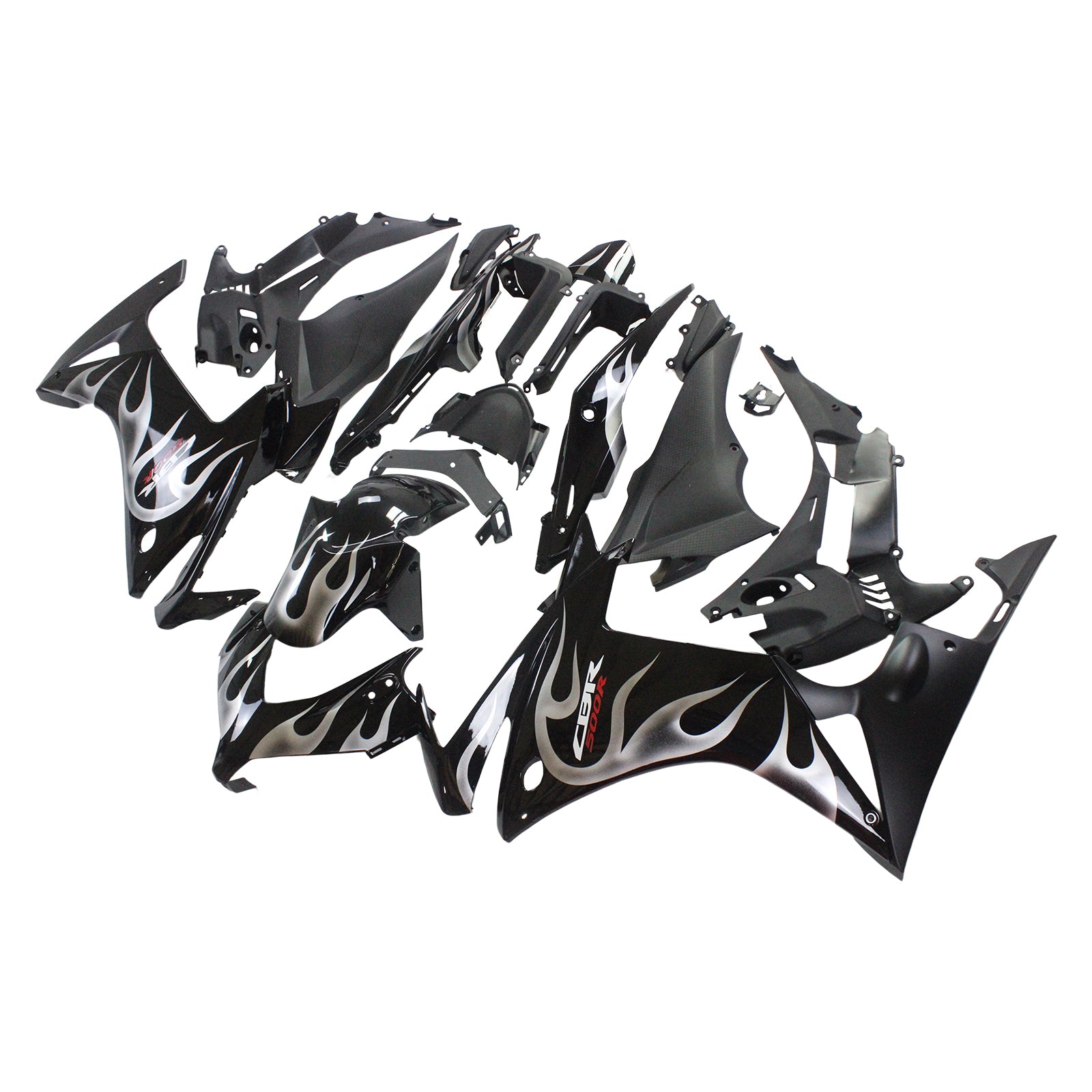 Amotopart 2013–2015 Honda CBR500R Verkleidungsset in Schwarz und Feuer