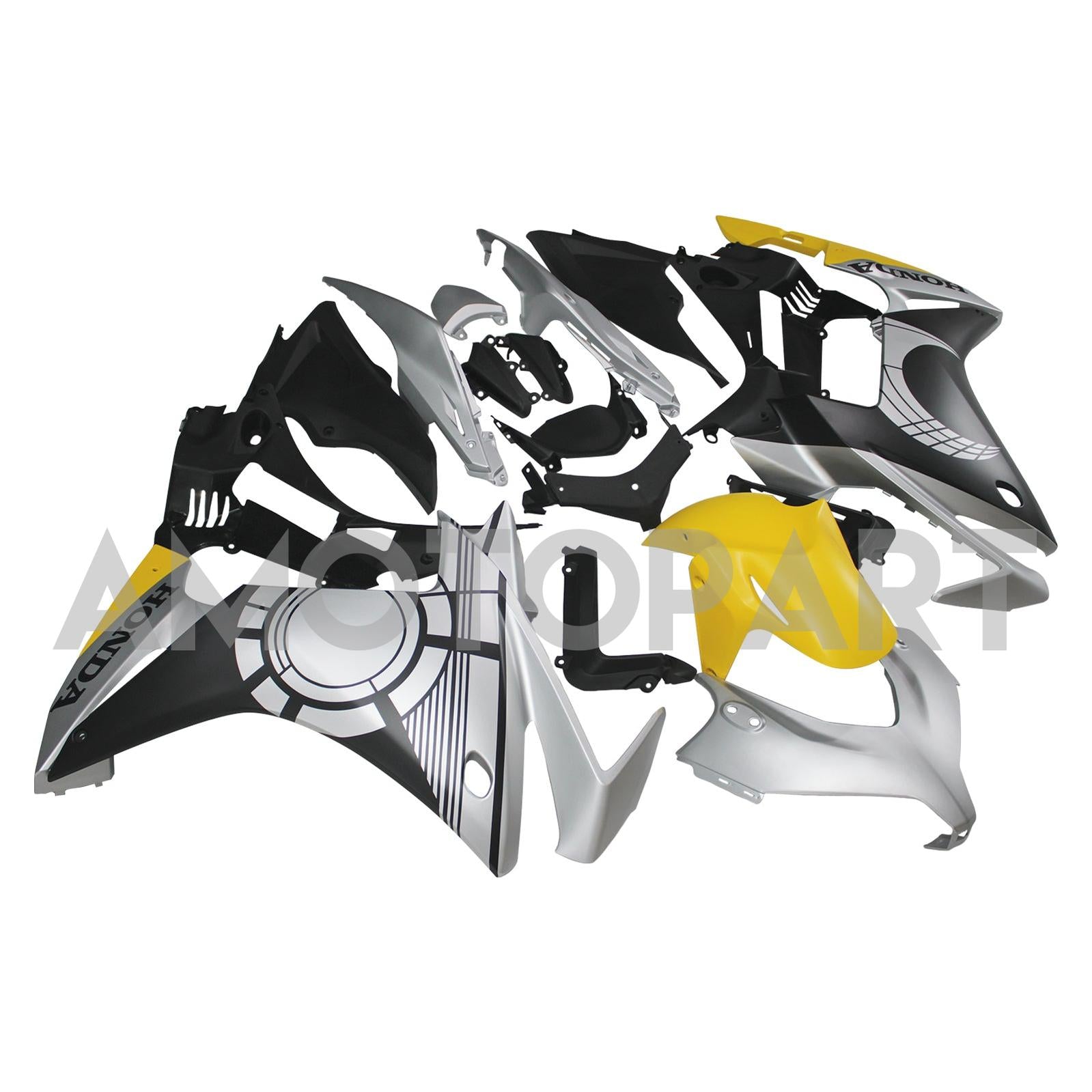 Amotopart 2013-2015 CBR500R Honda Gray & Yellow Fairing Kit