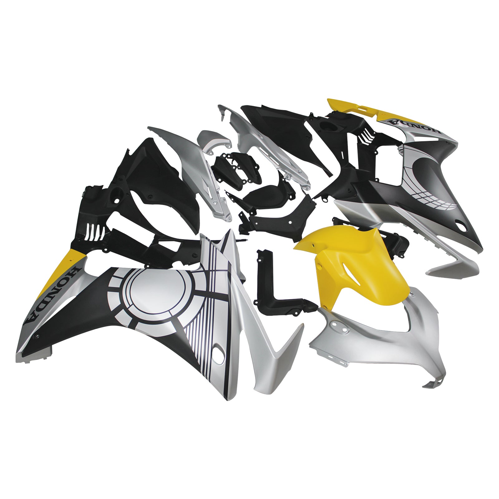 Amotopart 2013-2015 CBR500R Honda Kit de carénage gris et jaune