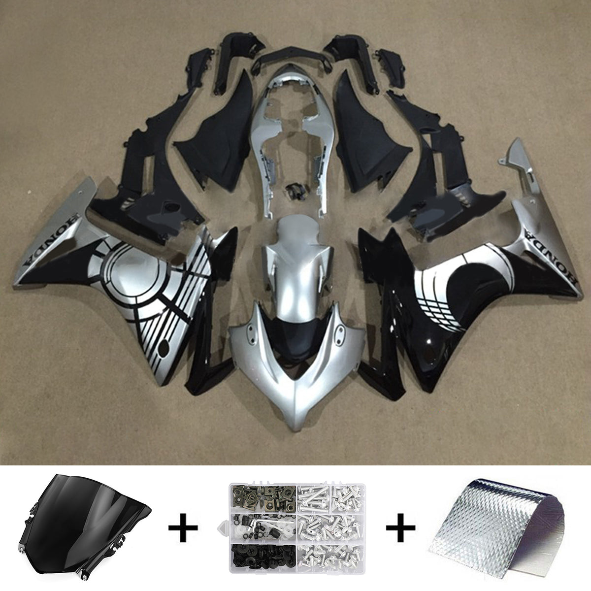 Amotopart 2013-2015 CBR500R Honda Kit de carenado gris y negro