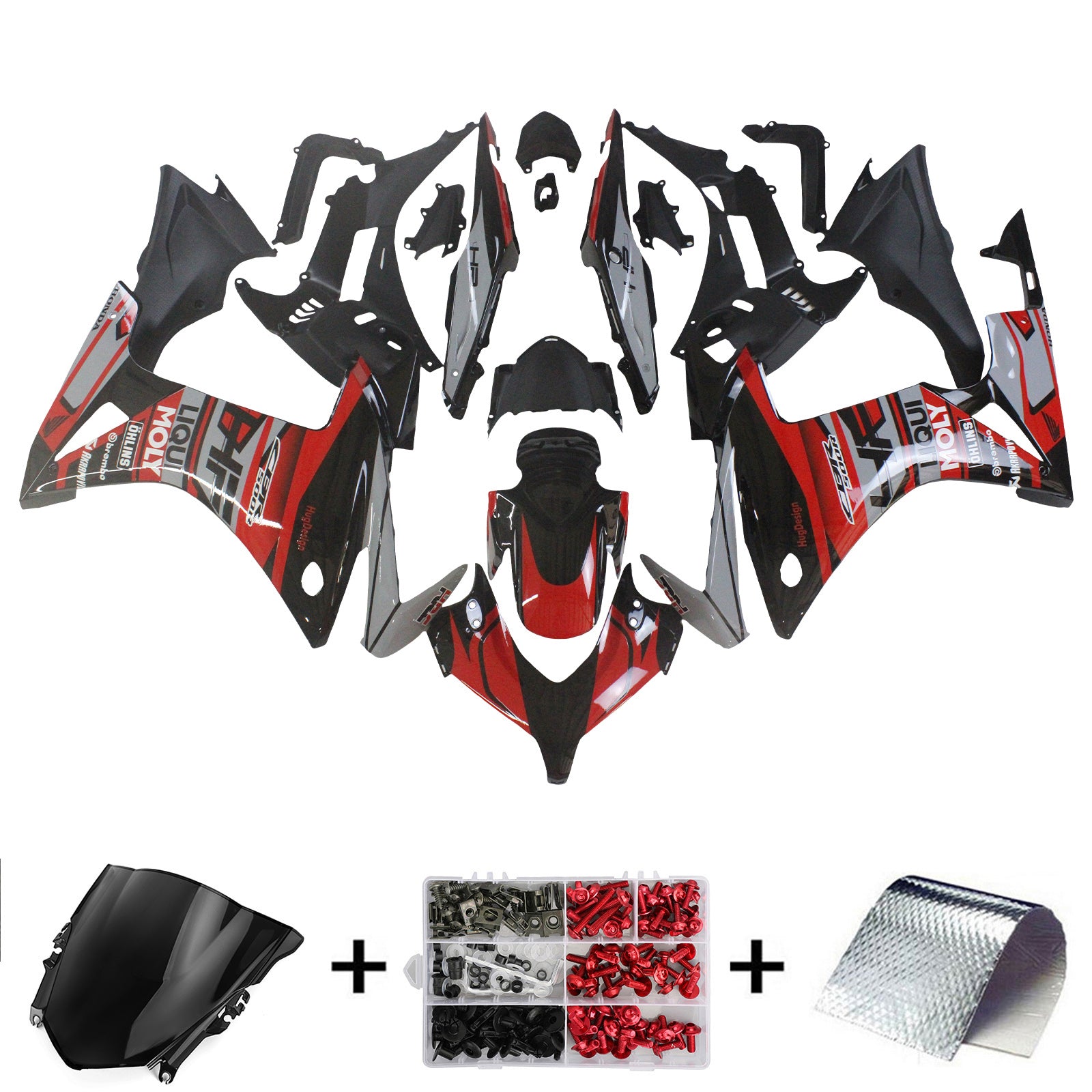 Amotopart 2013-2015 CBR500R Honda Kit de carénage rouge et gris Style1