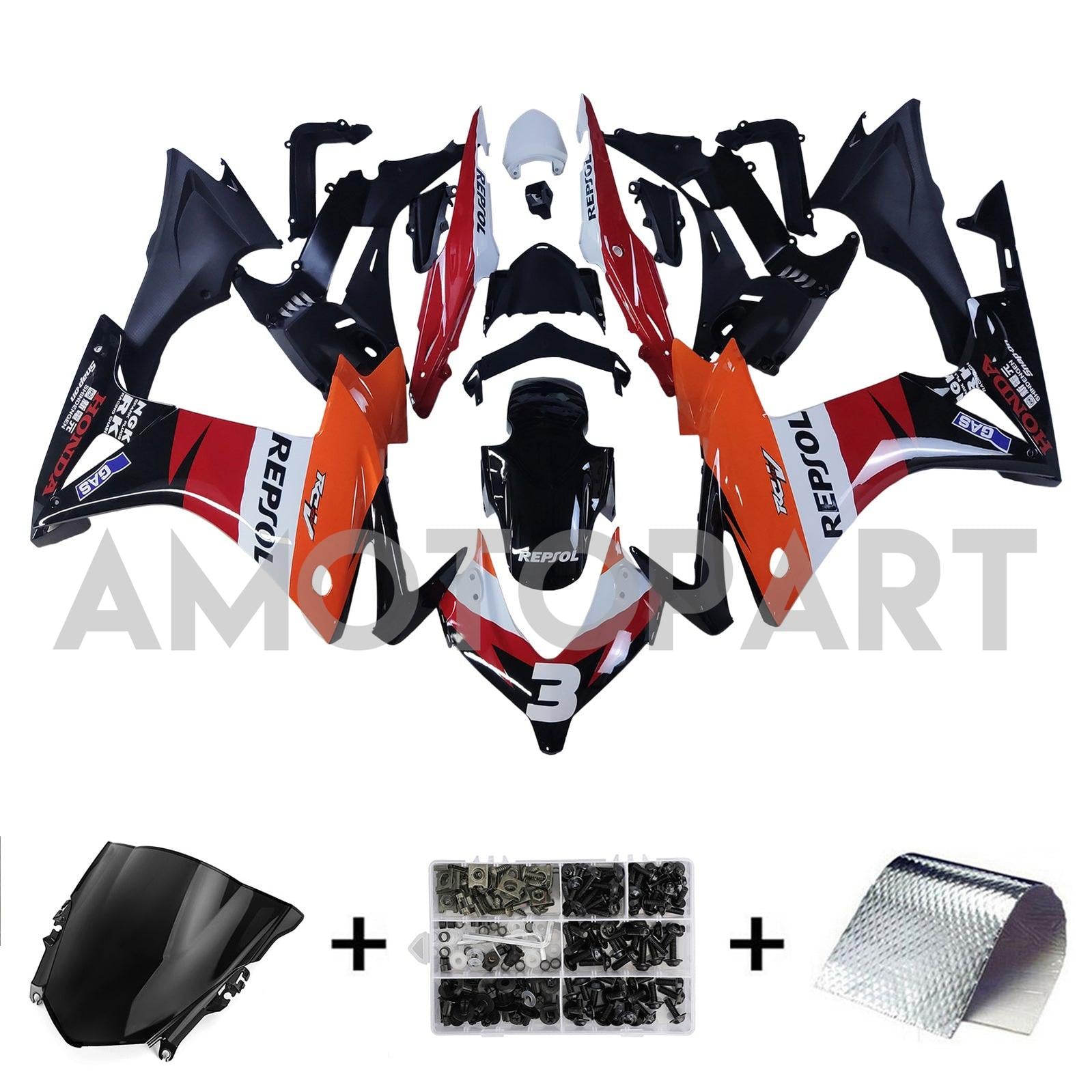 Amotopart 2013-2015 CBR500R Honda Red&Orange Repjol Fairing Kit