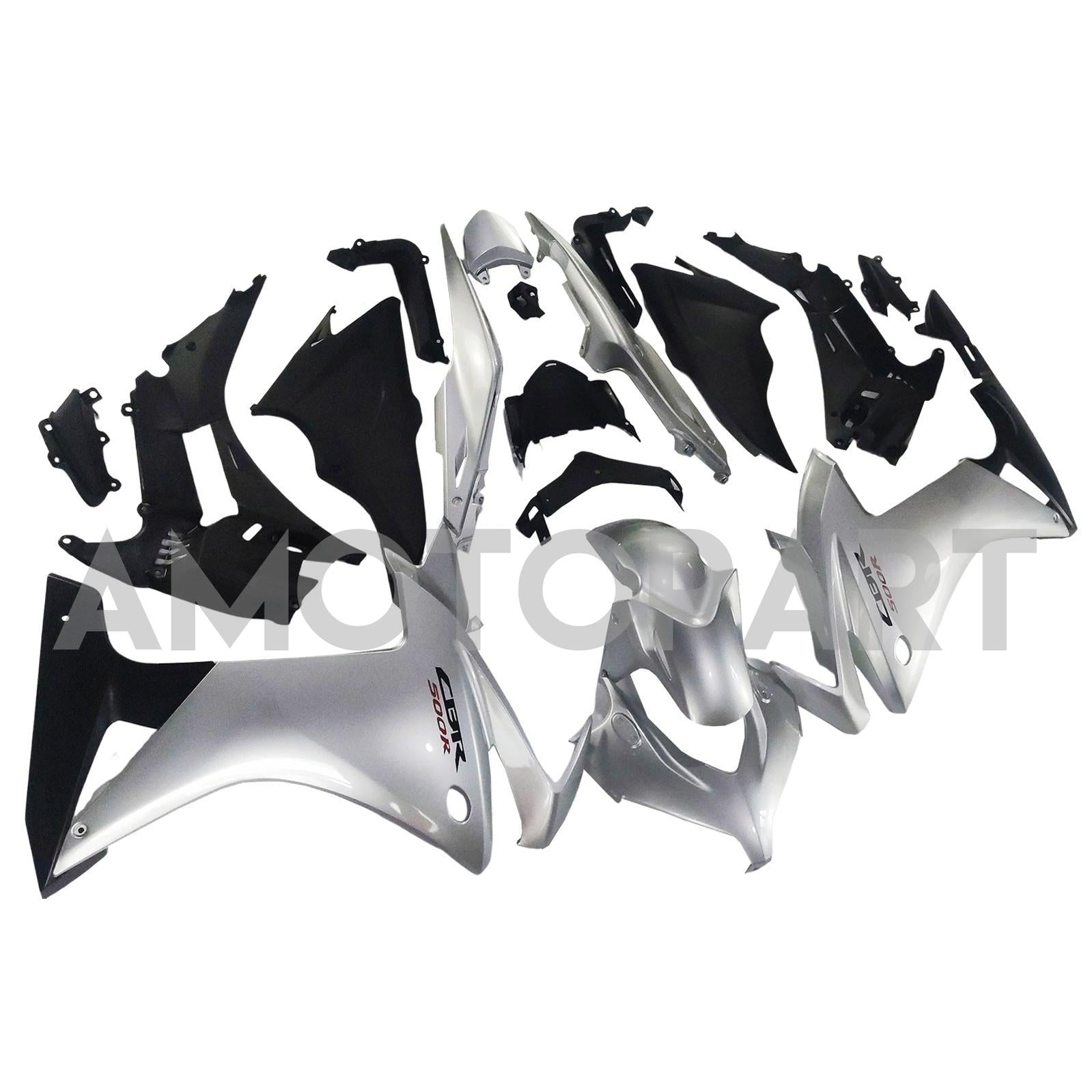 Amotopart 2013-2015 CBR500R Honda Gloss Silver&Black Fairing Kit