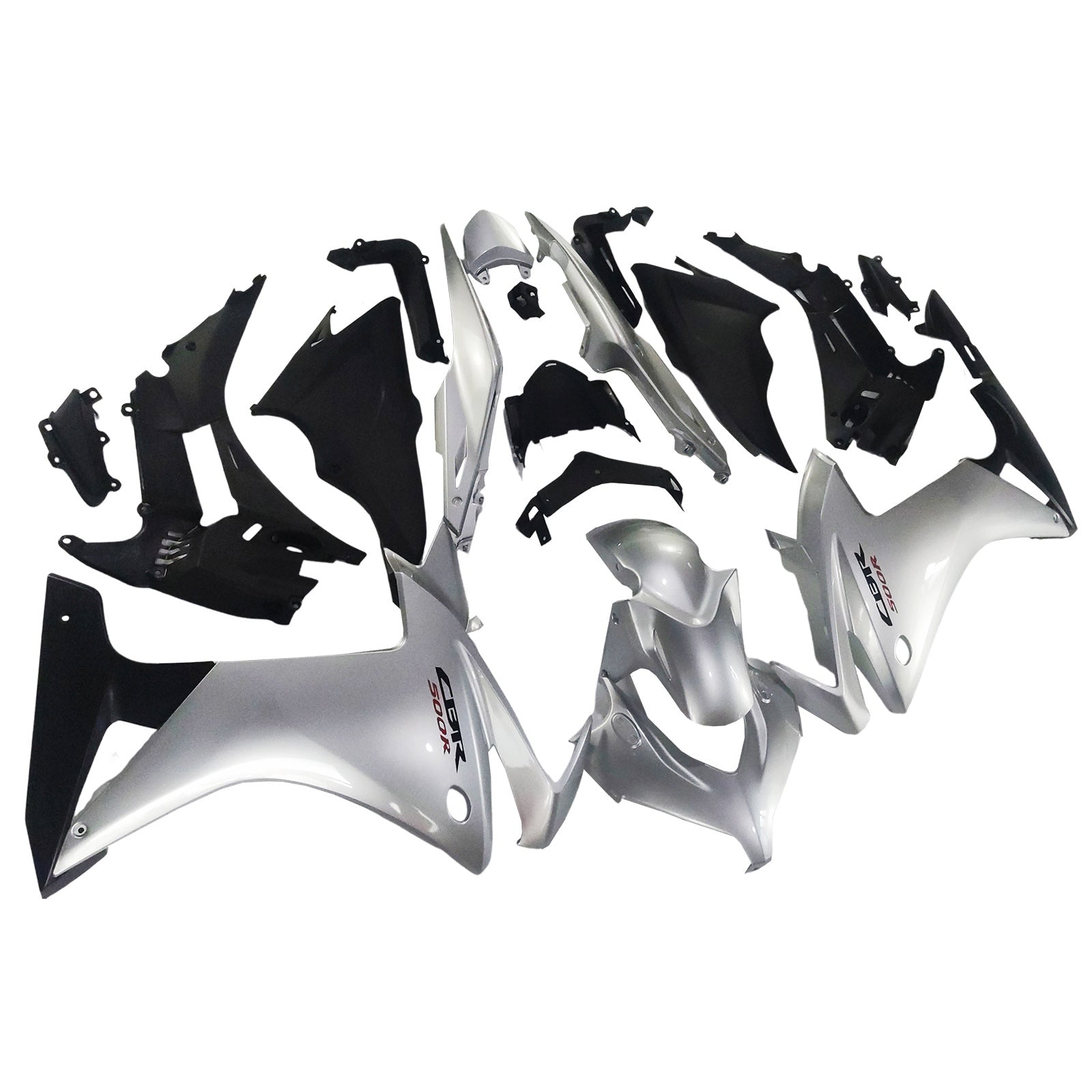 Amotopart 2013-2015 CBR500R Honda Gloss Silver & Black Fairing Kit