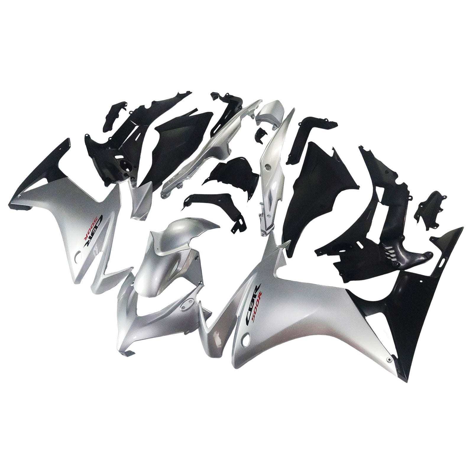 Amotopart 2013-2015 CBR500R Honda Gloss Silver & Black Fairing Kit