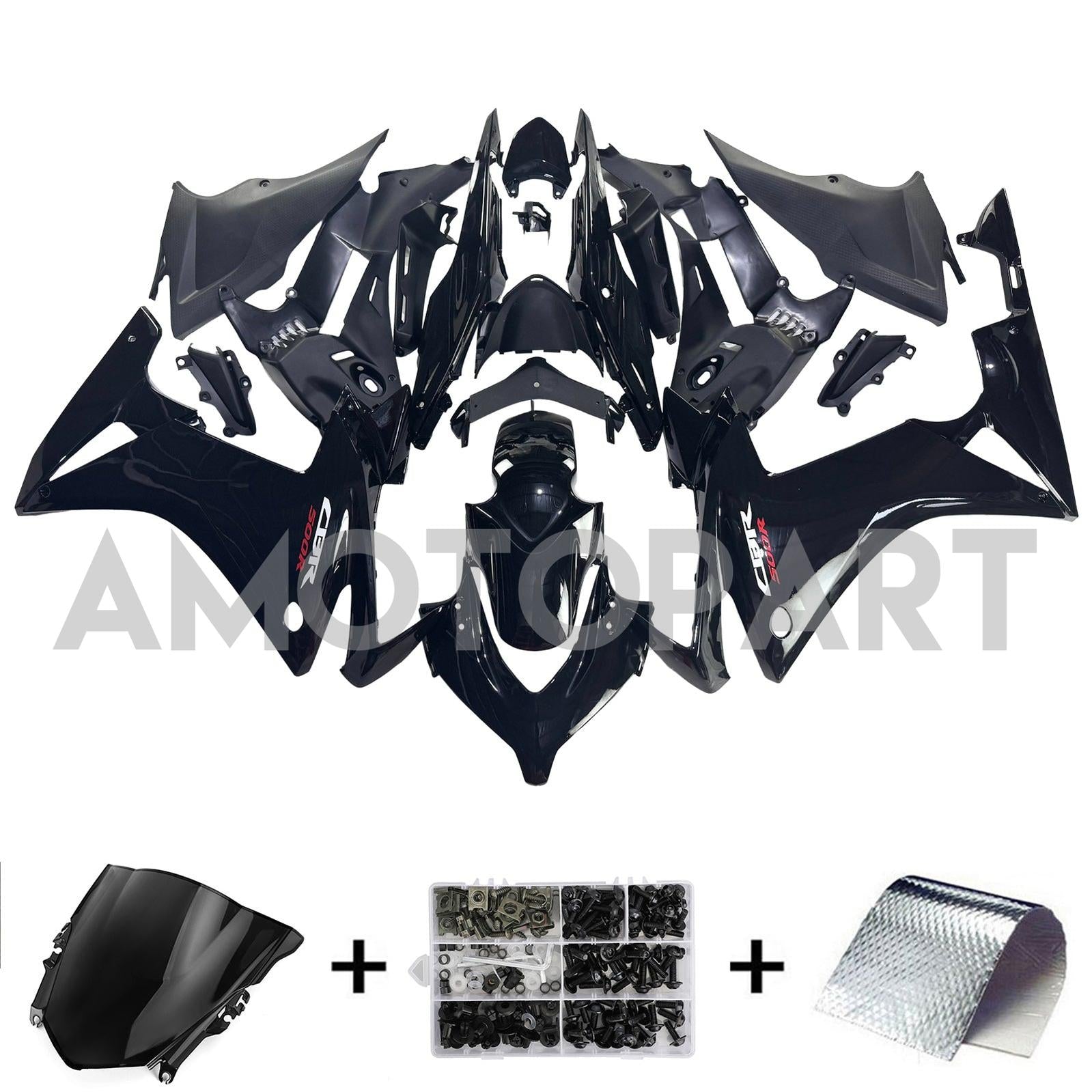 Amotopart 2013-2015 CBR500R ホンダ グロスブラック フェアリングキット
