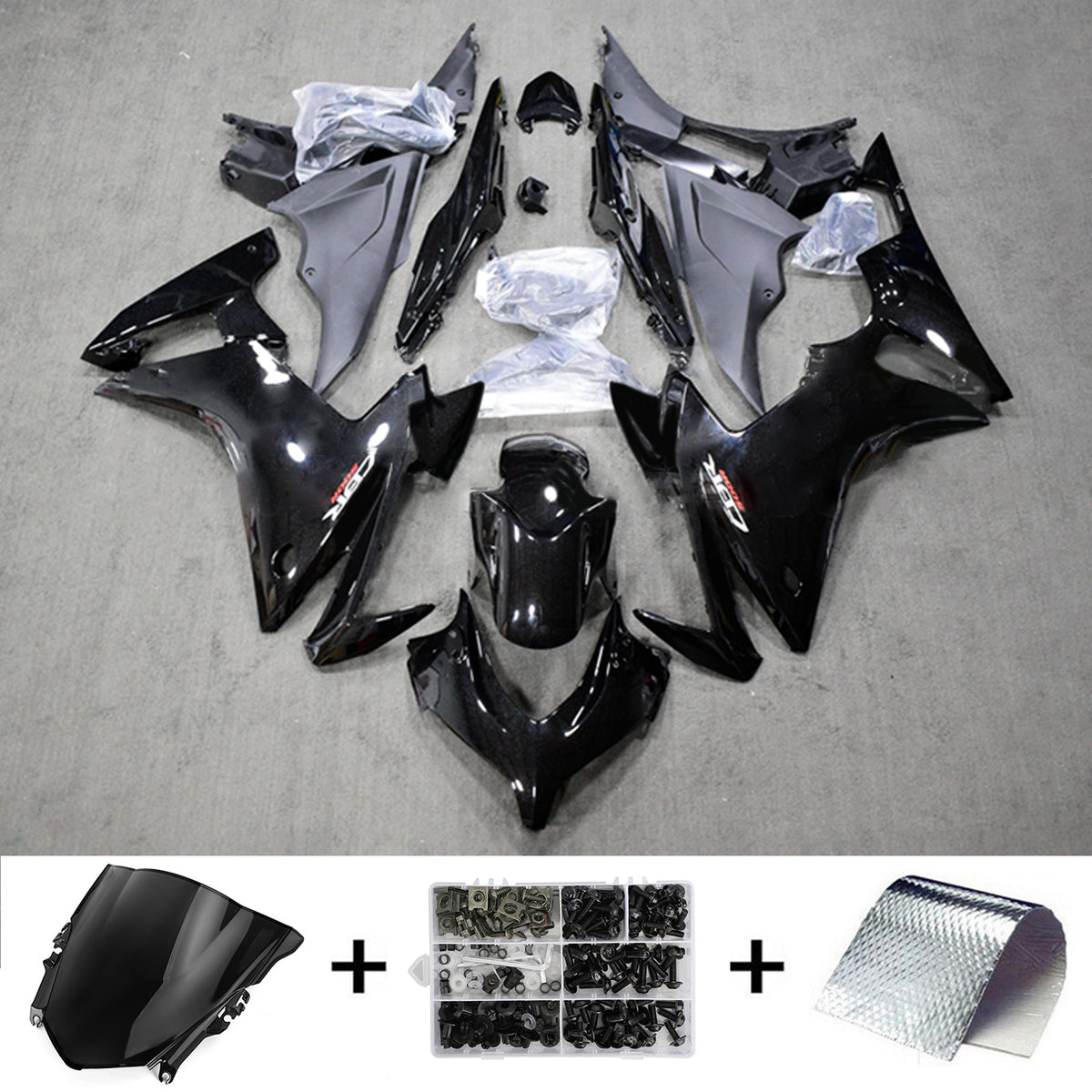 Amotopart 2013–2015 CBR500R Honda glänzend schwarzes Verkleidungsset