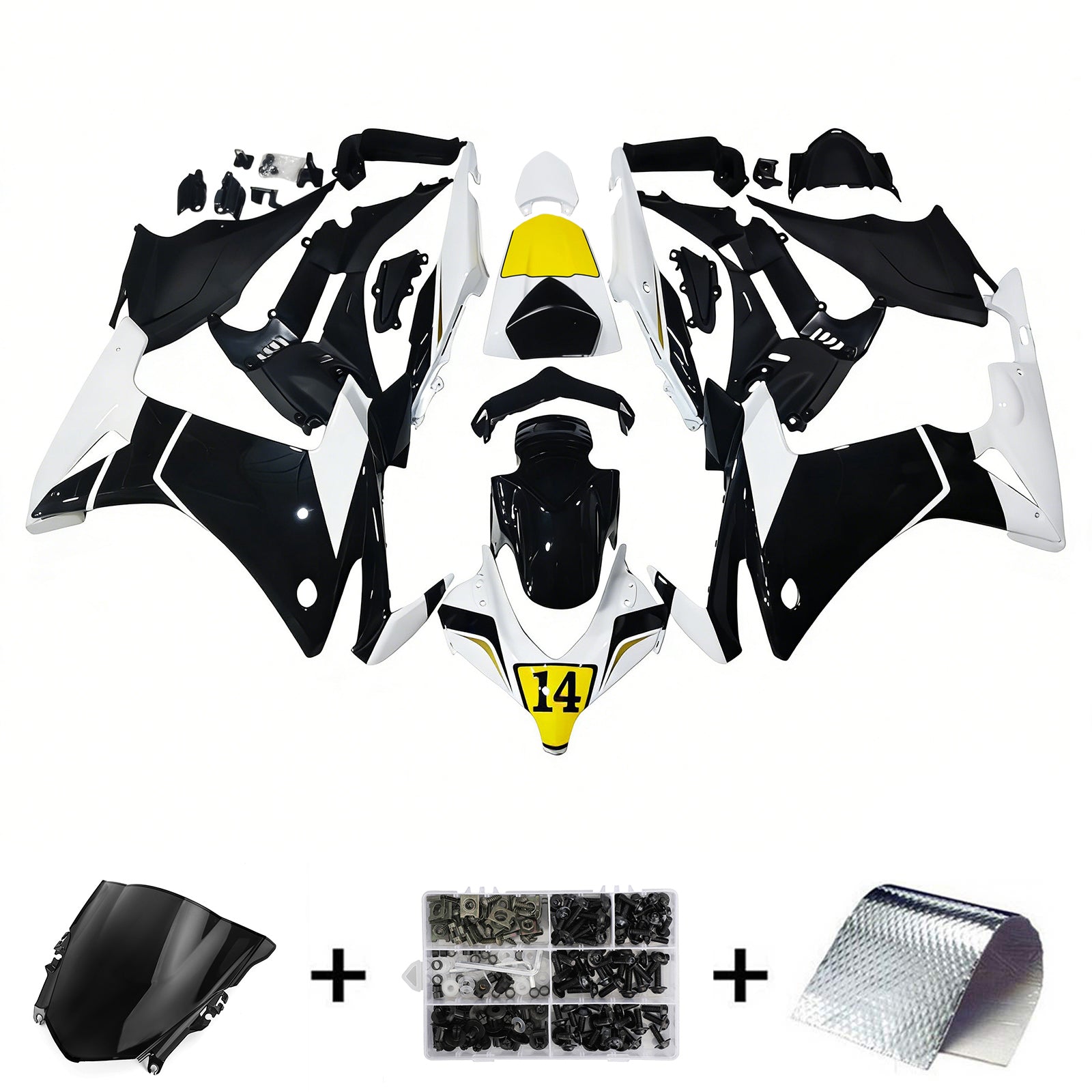 Amotopart 2013-2015 Honda CBR500R  Black White Fairing Kit