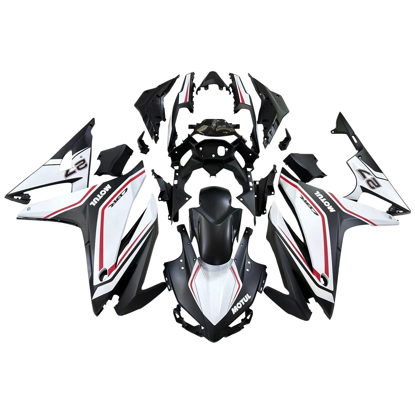 Amotopart 2016-2018 Honda CBR500R Fairing White&Red Stripe Kit