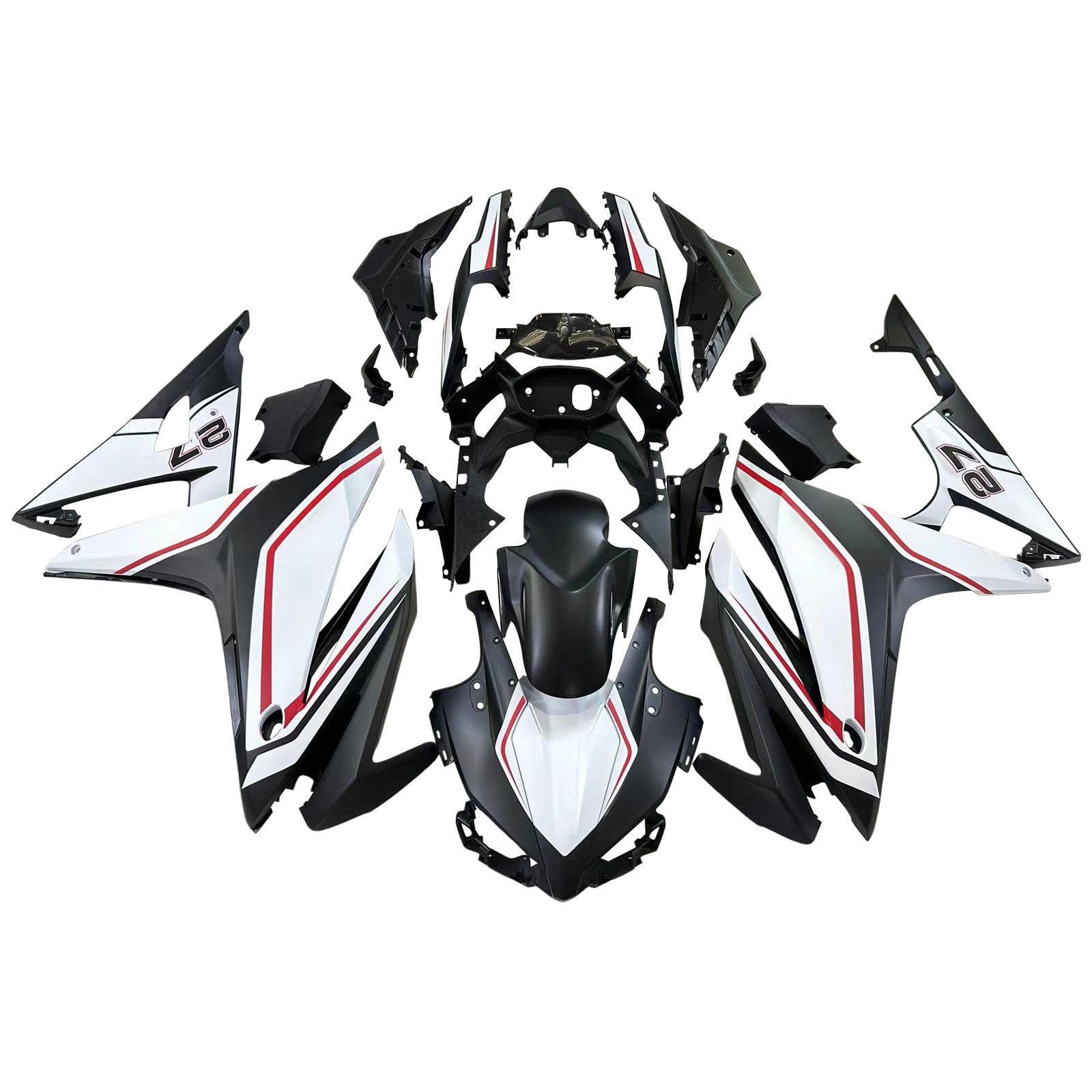 Amotopart 2016-2018 Honda CBR500R Fairing White&Red Stripe Kit