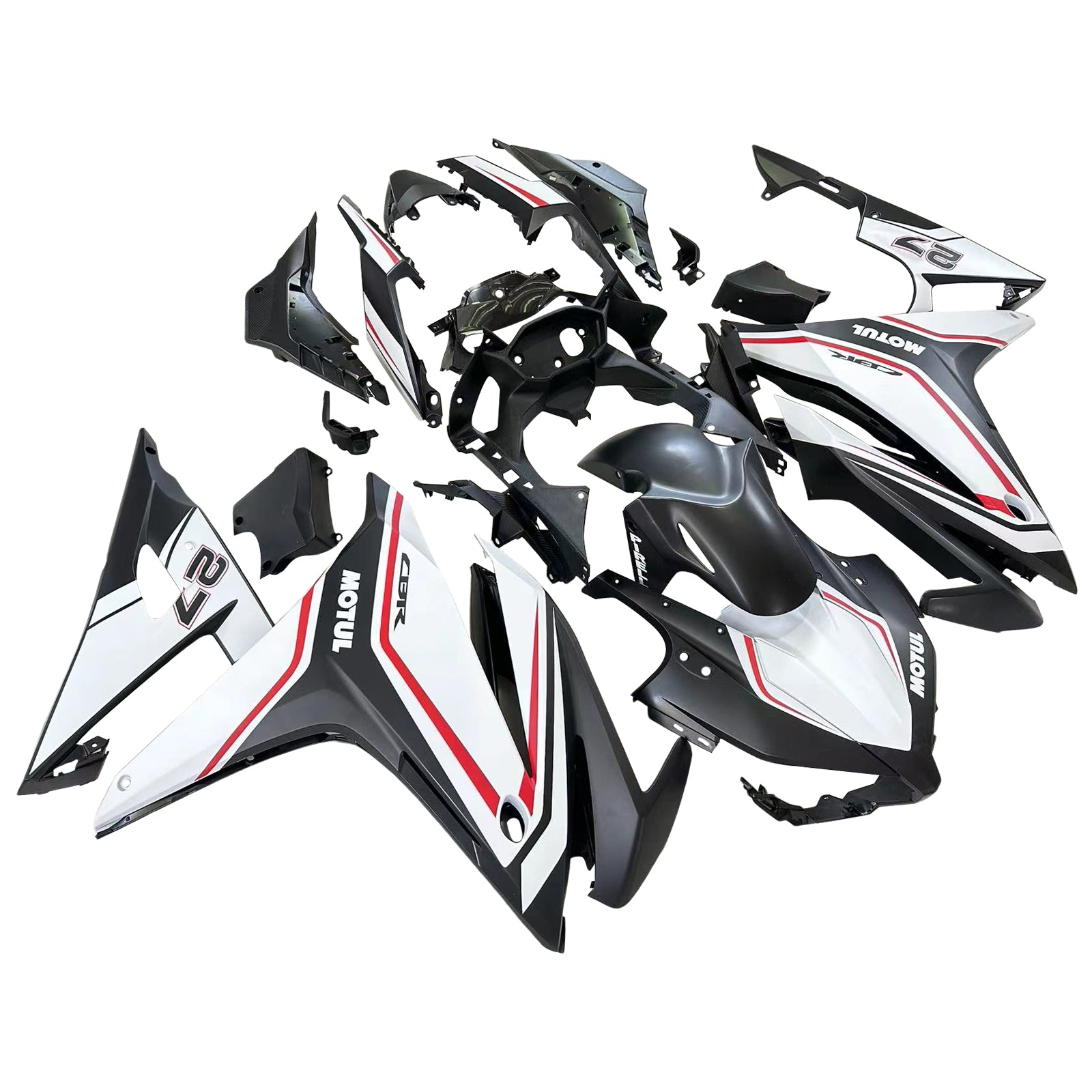 Amotopart 2016-2018 Honda CBR500R Fairing White&Red Stripe Kit