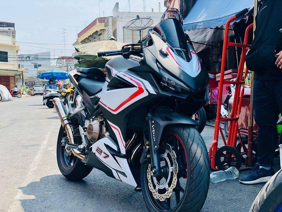 Amotopart 2016-2018 Honda CBR500R Fairing White&Red Stripe Kit