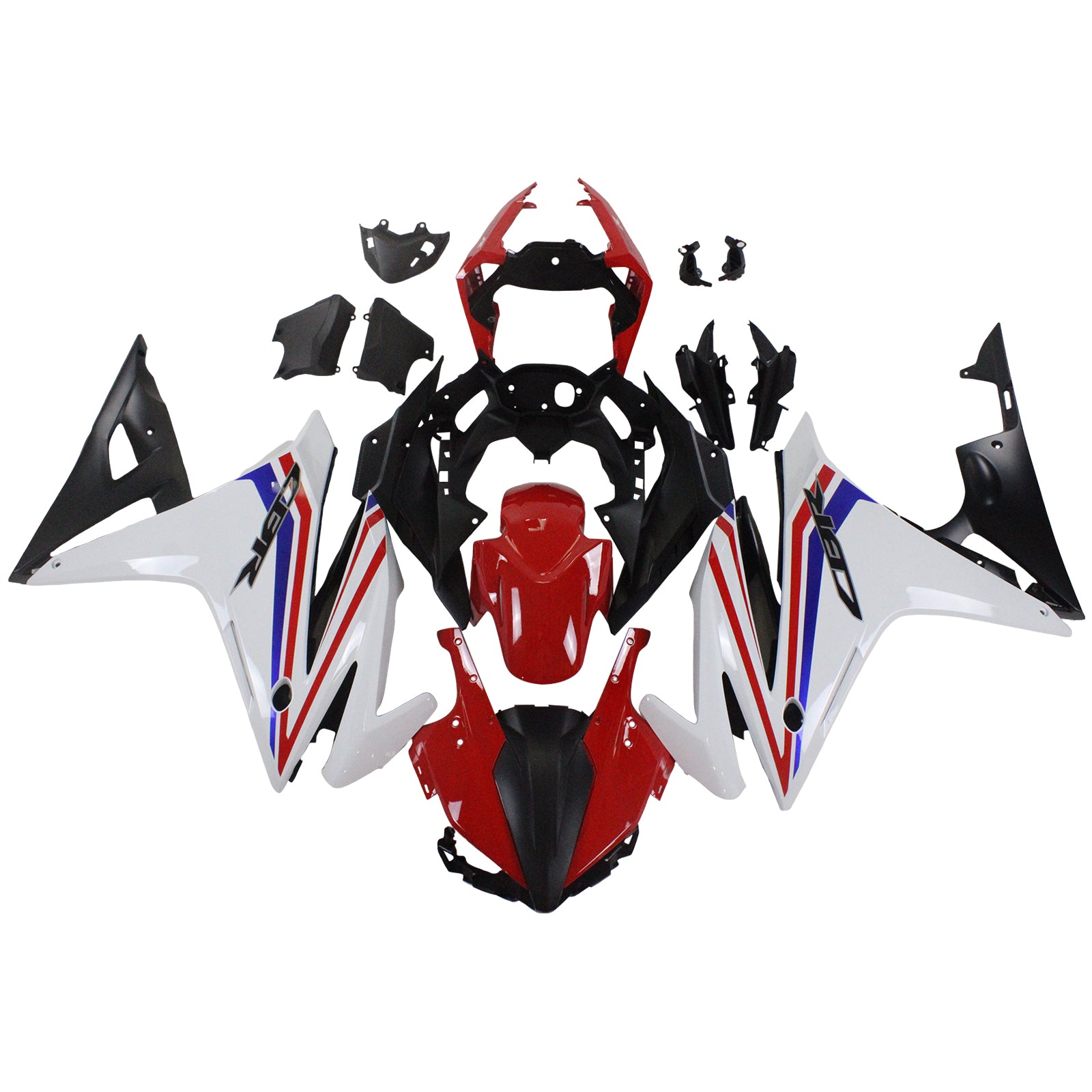 Amotopart 2016-2018 Honda CBR500R Kit de carénage blanc et rouge