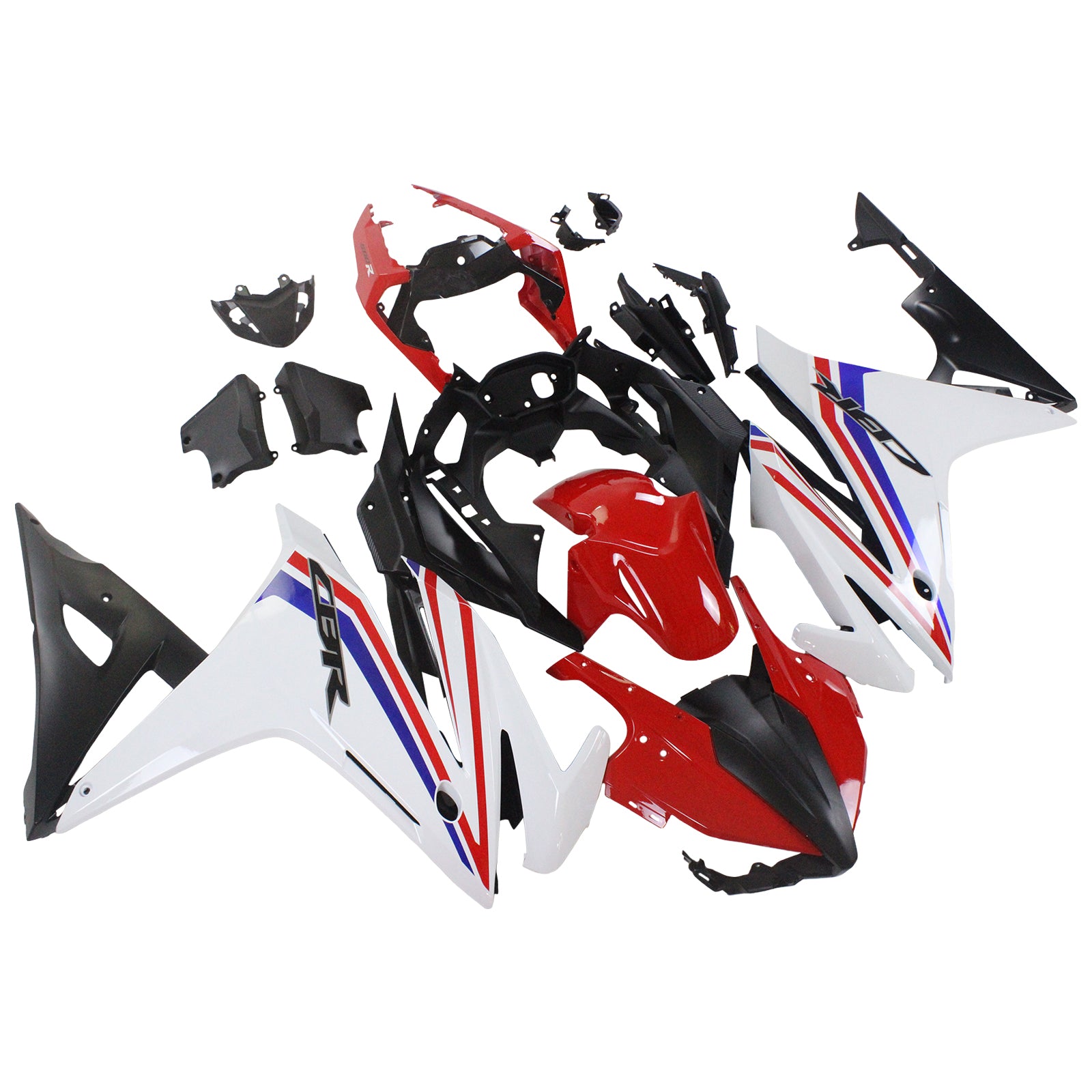 Amotopart 2016-2018 Honda CBR500R Kit de carénage blanc et rouge